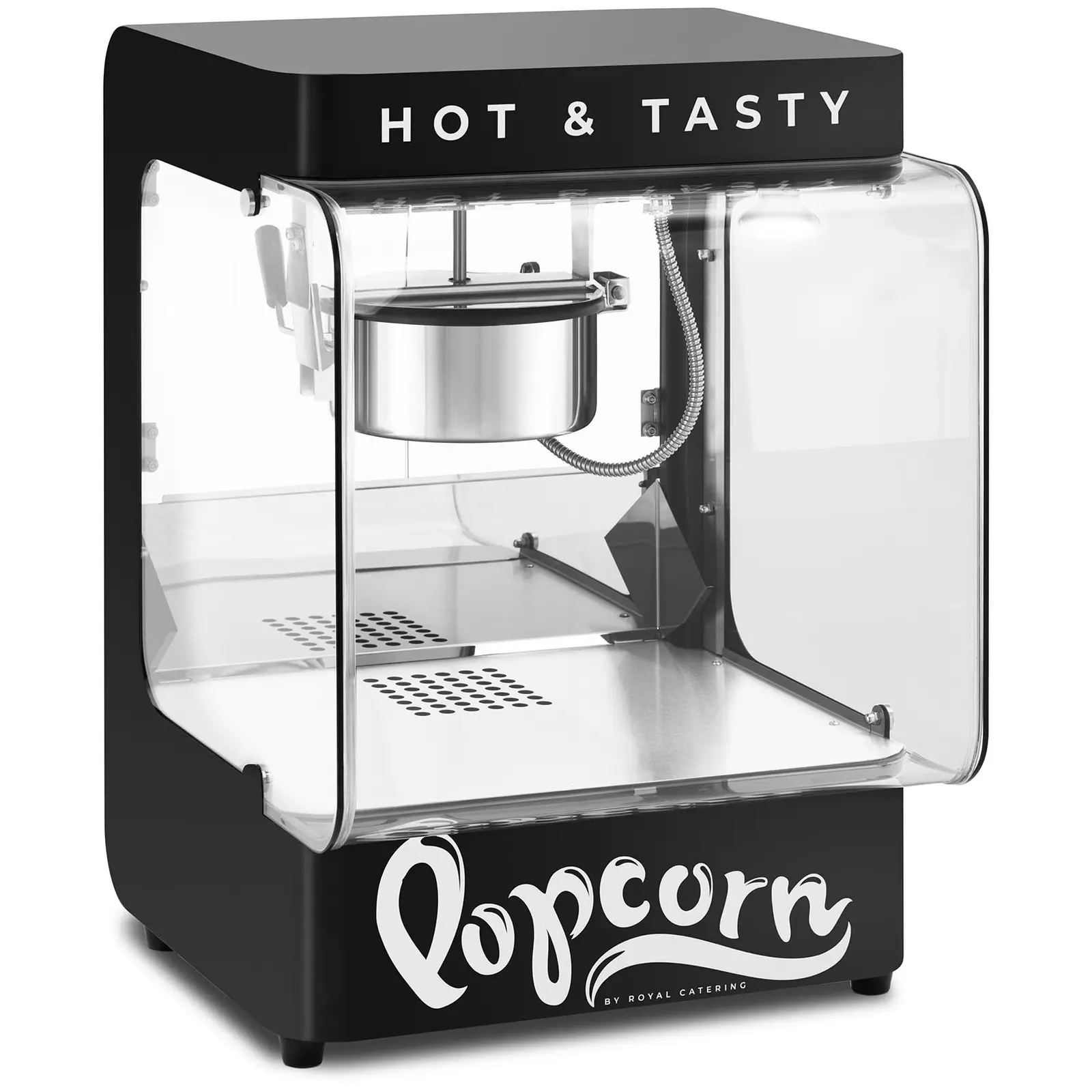 Profesionálny stroj na popcorn – moderný dizajn – 4 – 5 kg/h – 1.2 l – čierny – Royal Catering