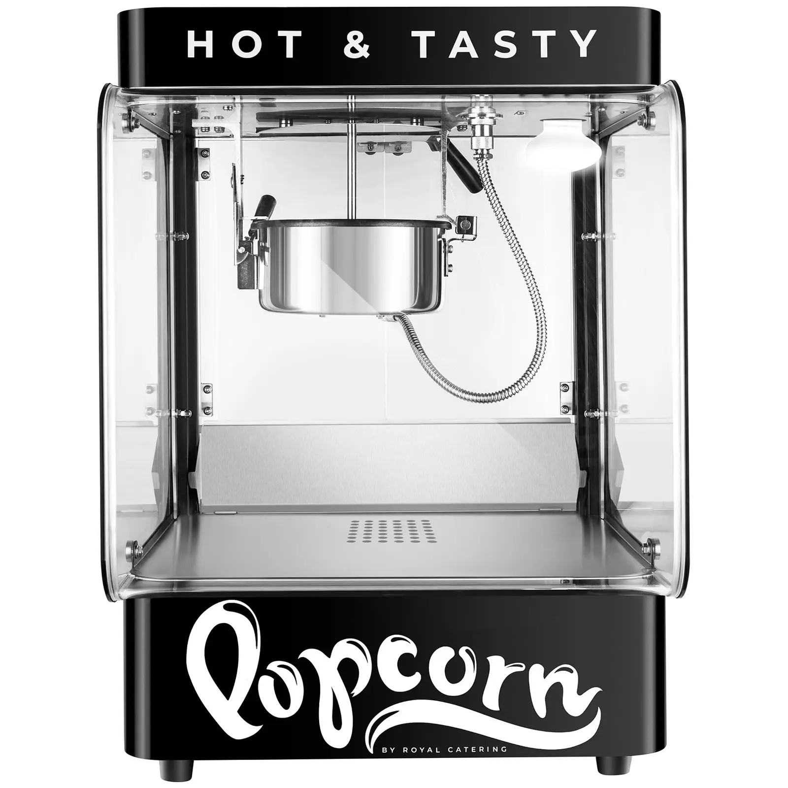 Stroj na popcorn - moderní design - 4–5 kg/h - 1,2 l - černý - Royal Catering (Materiál: Ušlechtilá ocel)
