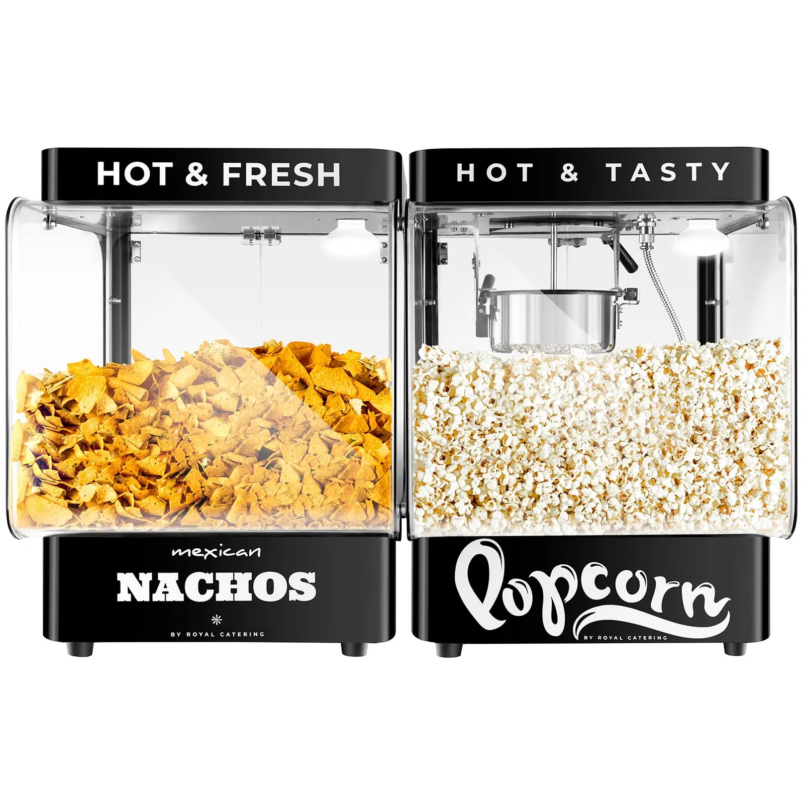 Stroj na popcorn - moderní design - 4–5 kg/h - 1,2 l - černý - Royal Catering (Barva: Černá)