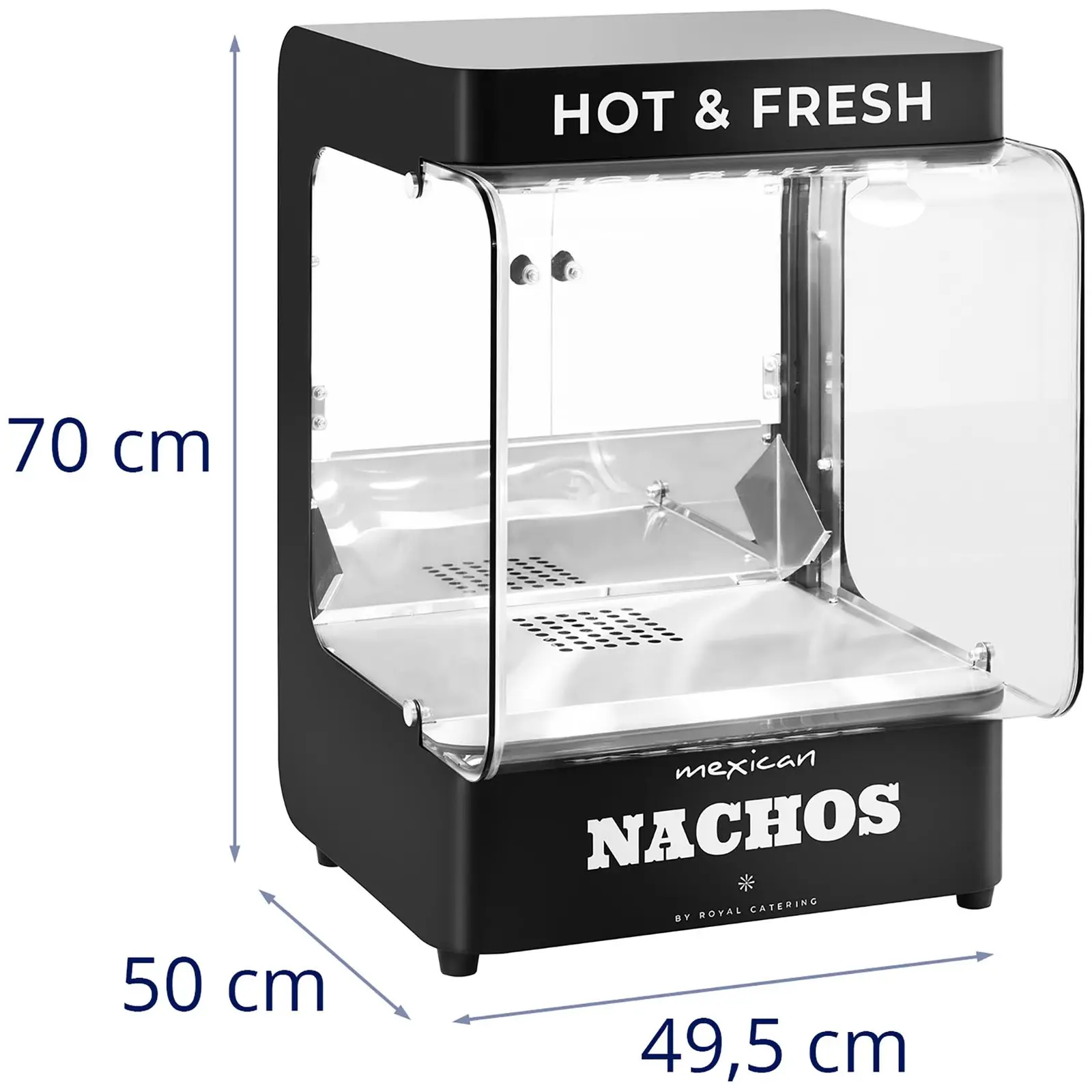 Profesionálny ohrievač nachos - moderný dizajn - 99 l - 50 – 60 °C - čierny
