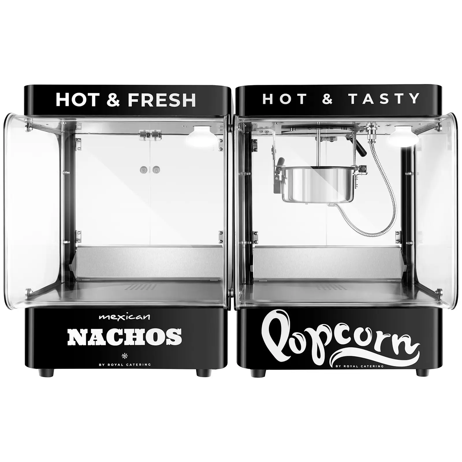 Ohřívač na nachos - moderní design - 99 l - 50–60 °C - černý - Royal Catering (Rozměry (DxŠxV): 49.5 x 50 x 70 cm)
