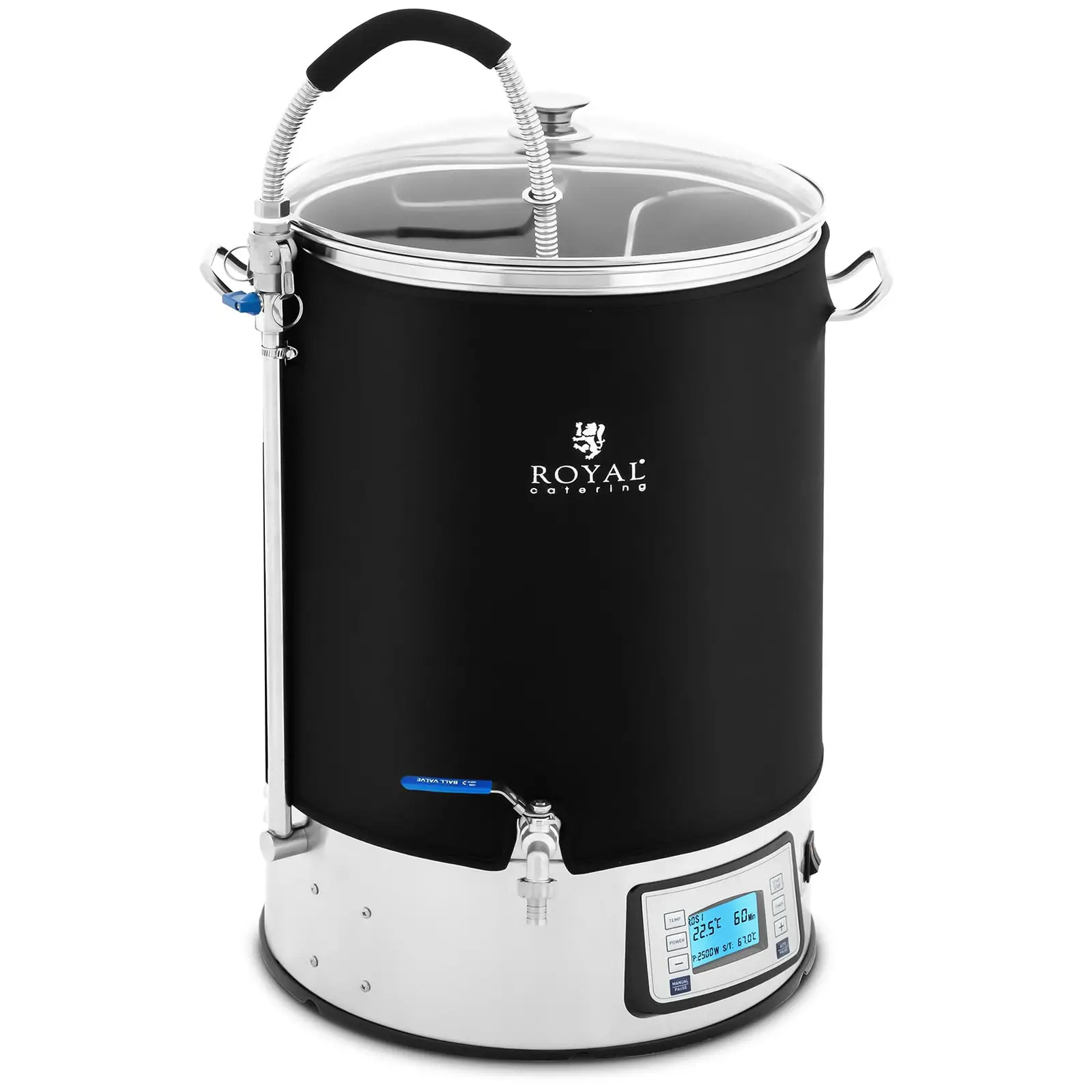 Cuve de brassage avec isolation - 40 L - 2500 W - 10 - 100 °C - Acier inoxydable - Écran LCD - Minuterie