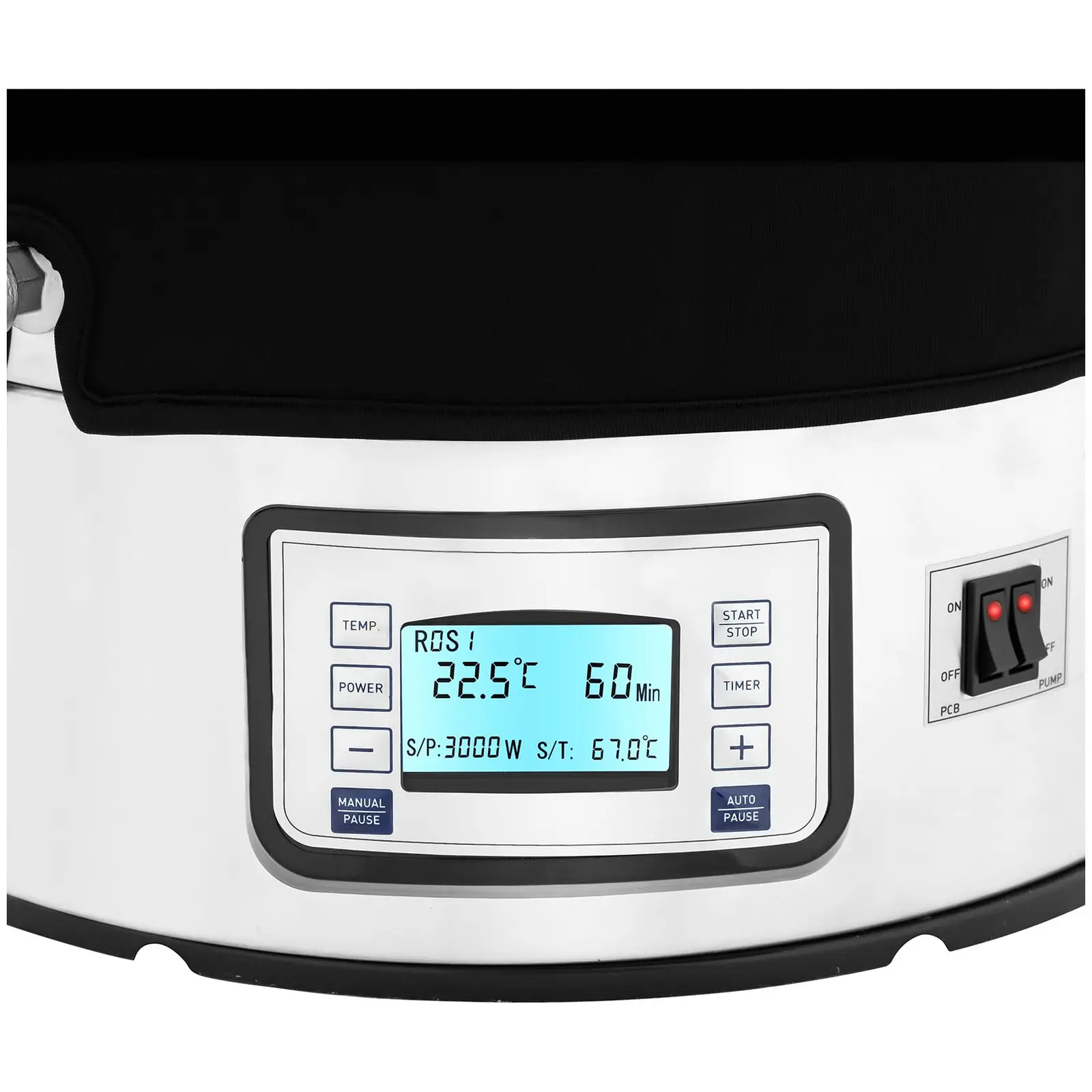 Kotel na vaření piva s izolací - 60 L - 3000 W - 10 - 100 °C - ušlechtilá ocel - LCD displej - časovač (Časovač: Ano)