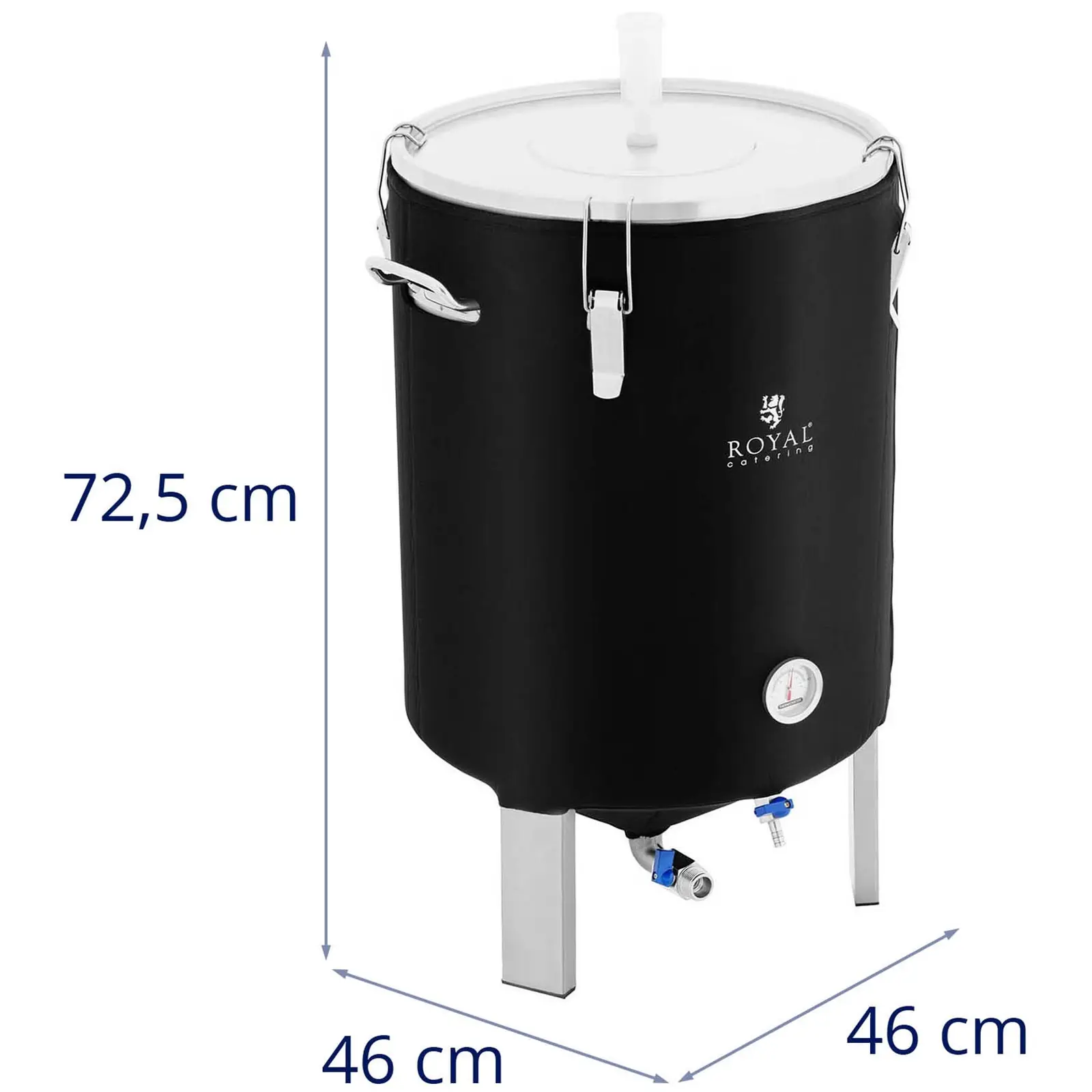 Fermentační nádoba - 60 l - 0–40 °C - ušlechtilá ocel - s izolačním pláštěm (Dvojitý odpadní systém: Ano)