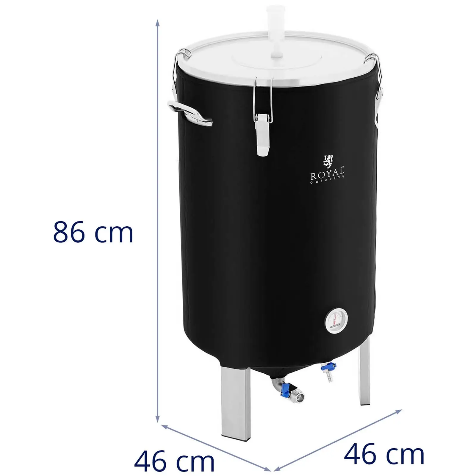 Fermentační nádoba - 70 l - 0–40 °C - ušlechtilá ocel - s izolačním pláštěm (Dvojitý odpadní systém: Ano)