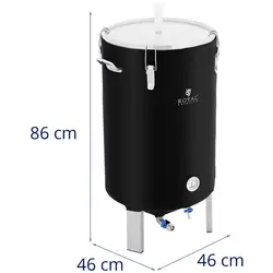 Fermentatore conico - 70 L - 0 - 40 °C - Acciaio inox - Con rivestimento isolante