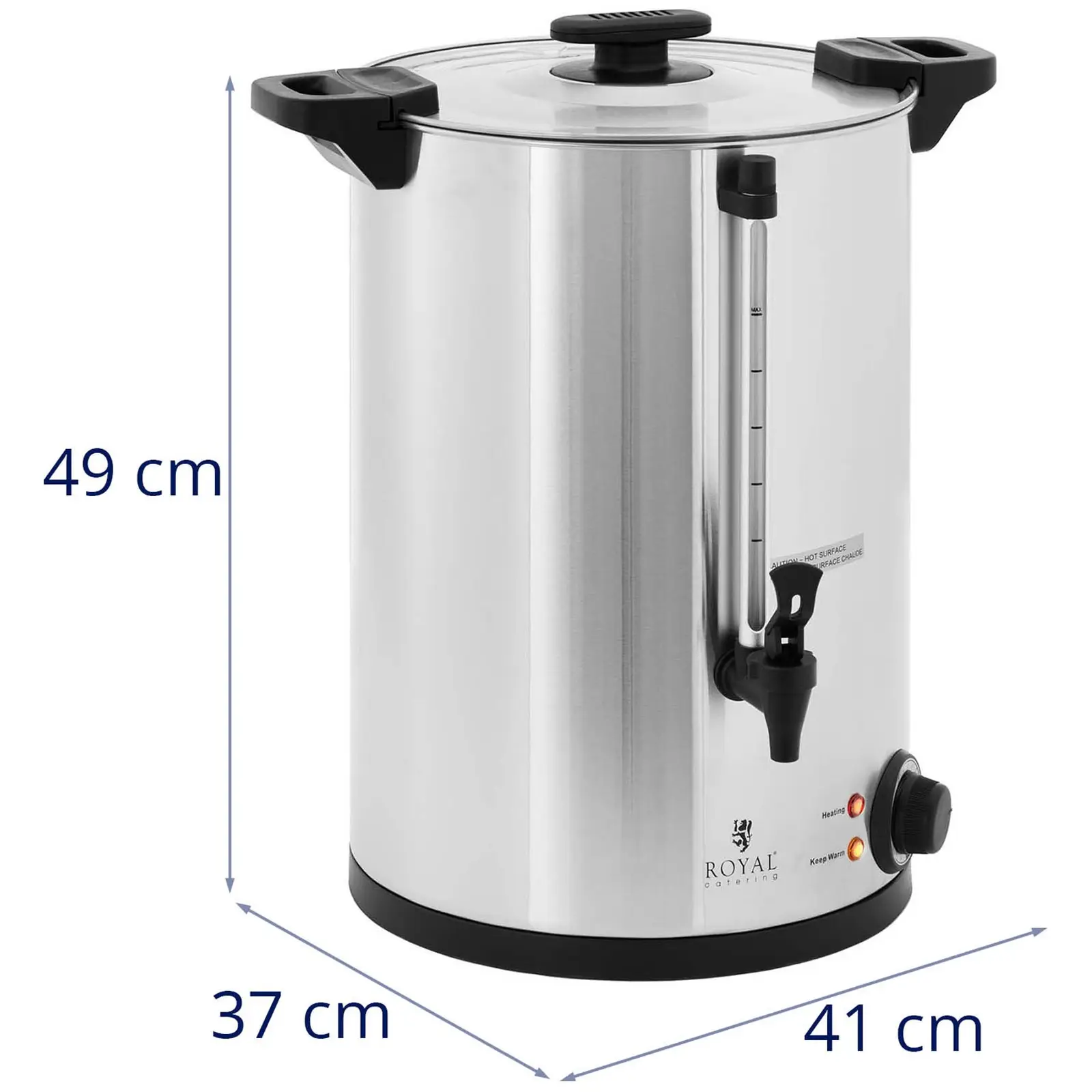 Distributeur d'eau chaude - 16.5 L - 2500 W - Acier inoxydable - Royal Catering