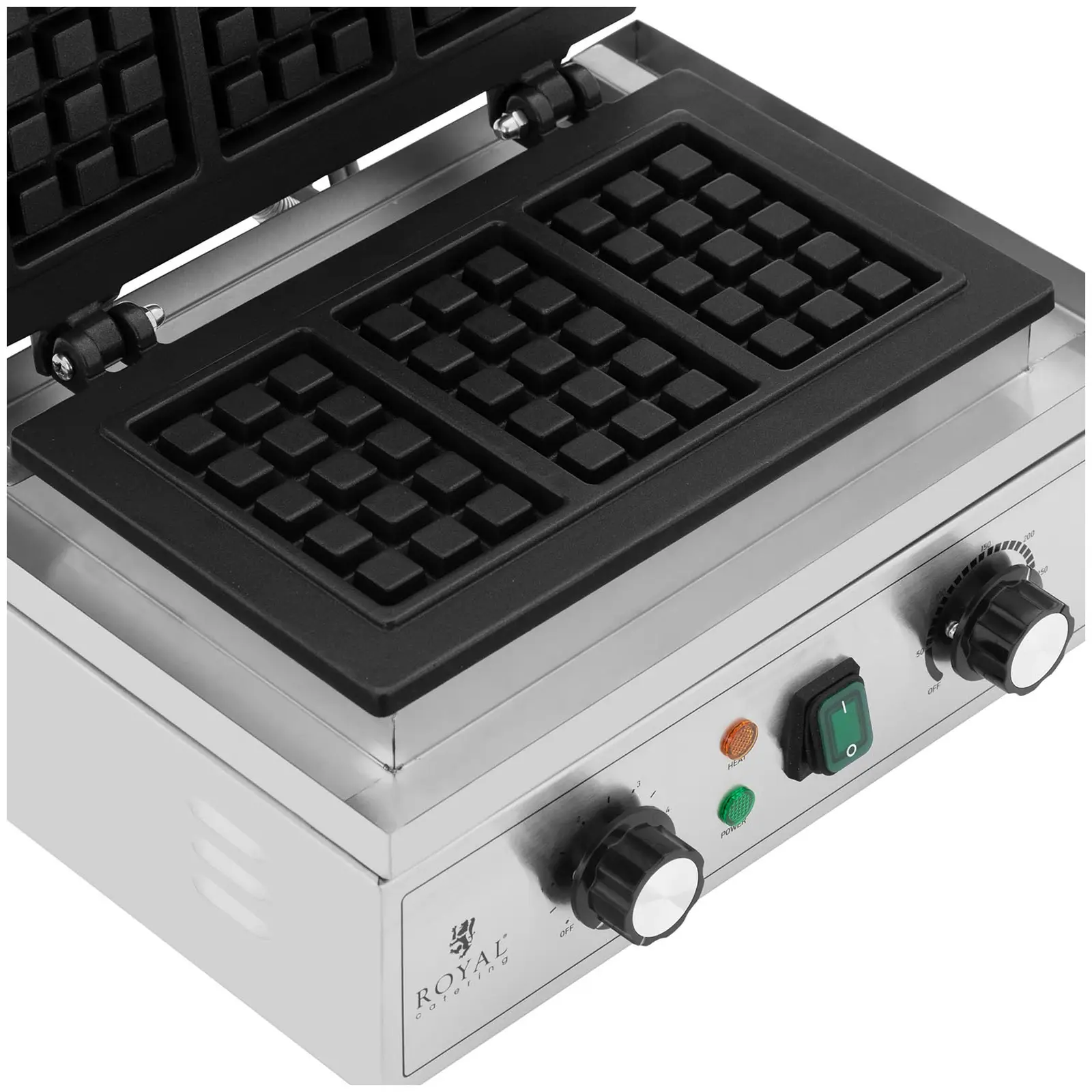 Appareil à gaufre - 3 Gaufres belges - 1500 W - 50 - 300 °C - minuterie 0 - 5 min - Royal Catering (Forme: Rectangulaire)
