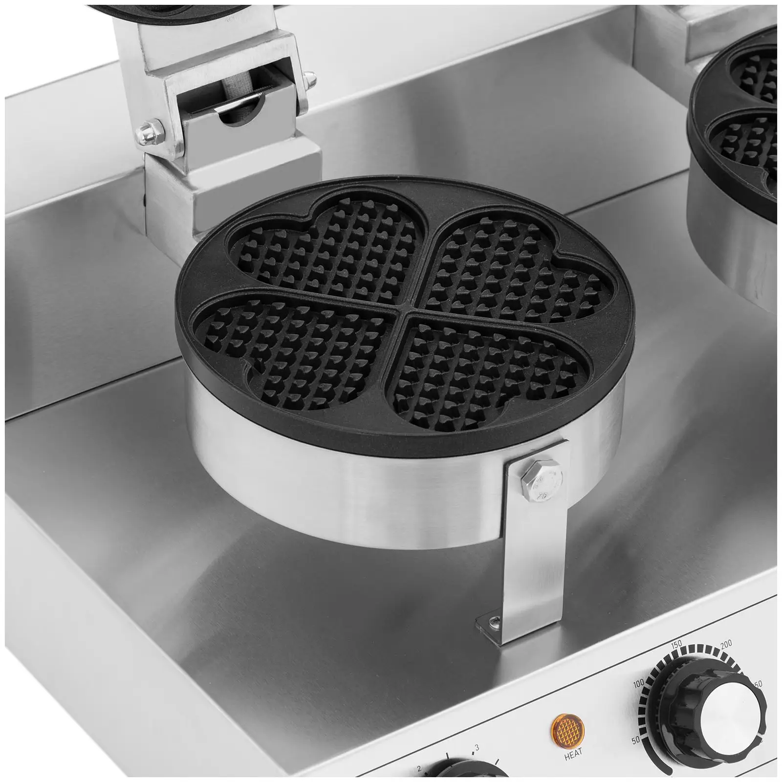 Double Waffle Maker - heart-shaped - 2 x 1000 W - timer - 10 mm thick waffles - Royal Catering