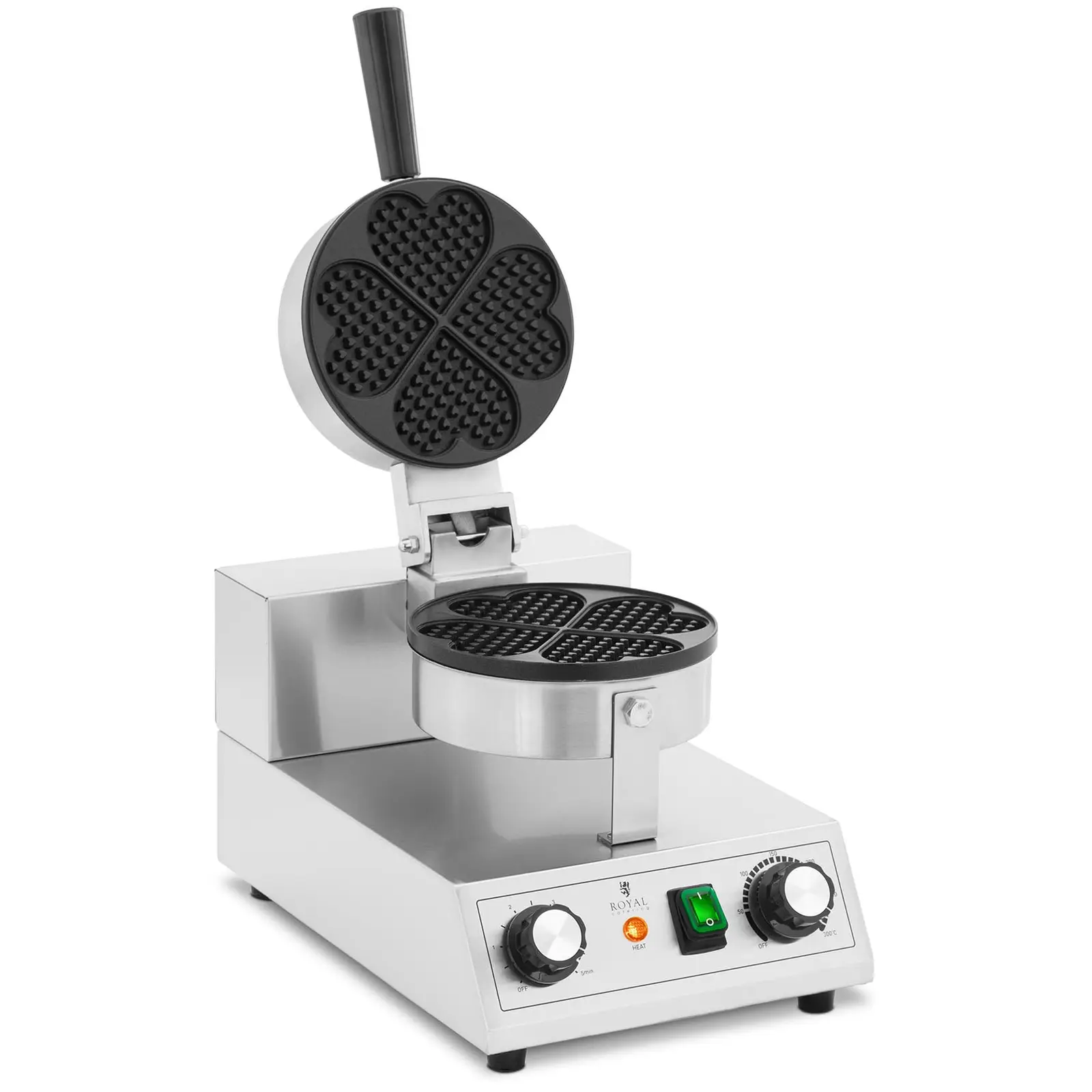 Appareil à gaufre - en forme de cœur - 1000 W - 50 - 300 °C - minuterie - 10 mm - Royal Catering