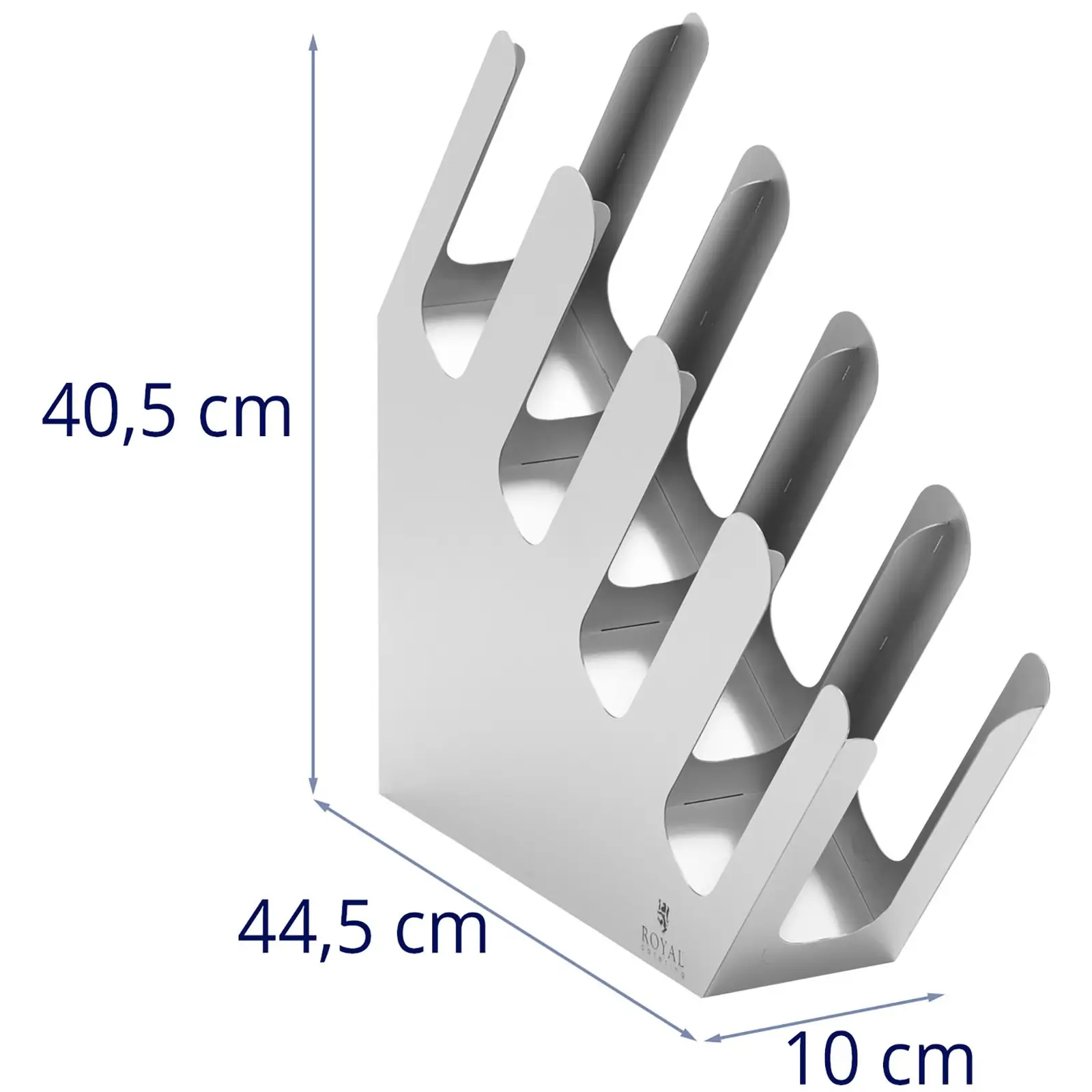 Zásobník na poháry - 4 Ventilátor - šikmý - nerez - Royal Catering (Rozměry (DxŠxV): 45 x 10.2 x 40.5 cm)