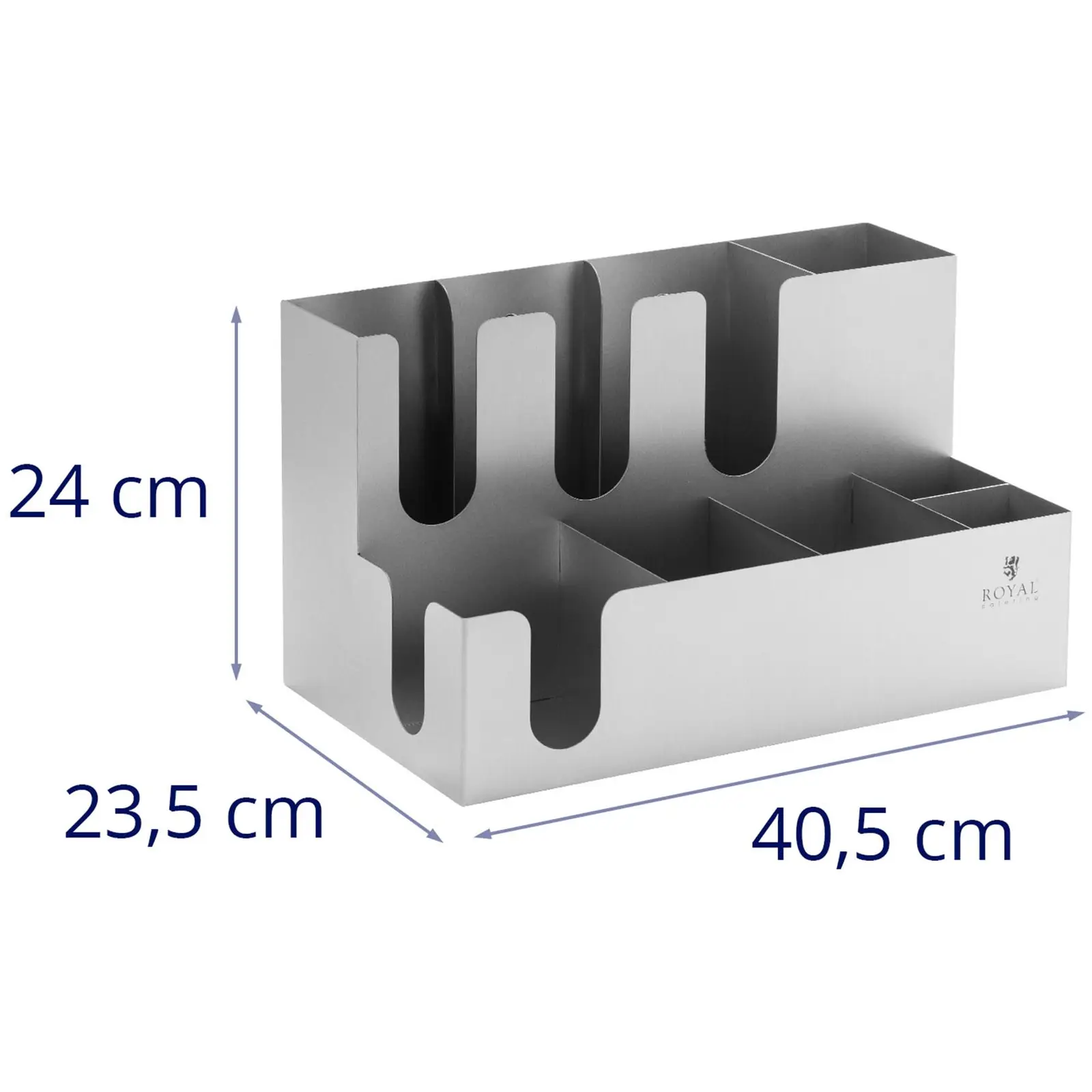 Présentoir pour gobelets et couvercles - 9 compartiments - Acier inoxydable - Royal Catering