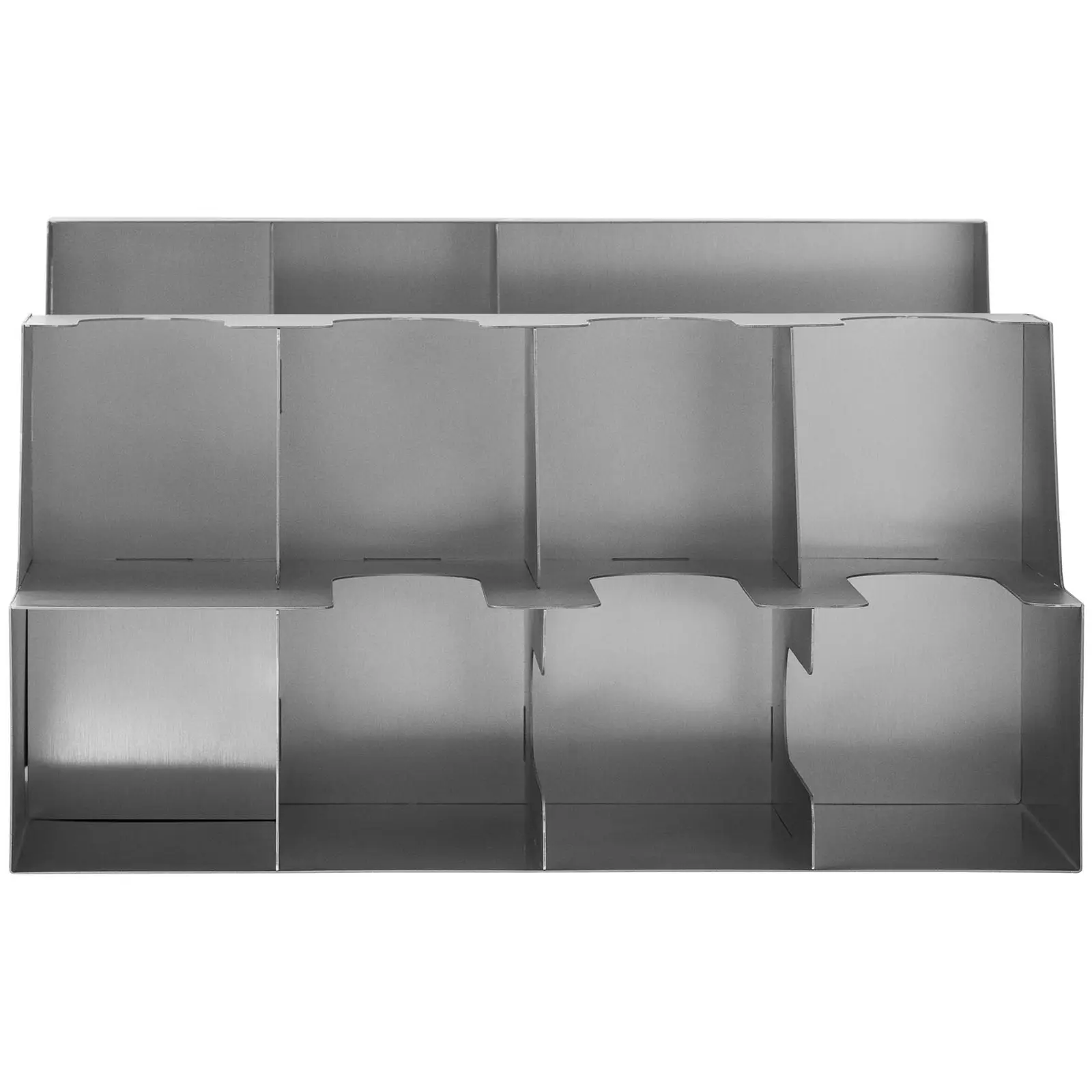 Ständer für Becher und Deckel - 11 Fächer - Edelstahl - Royal Catering (Farbe: Silbern)