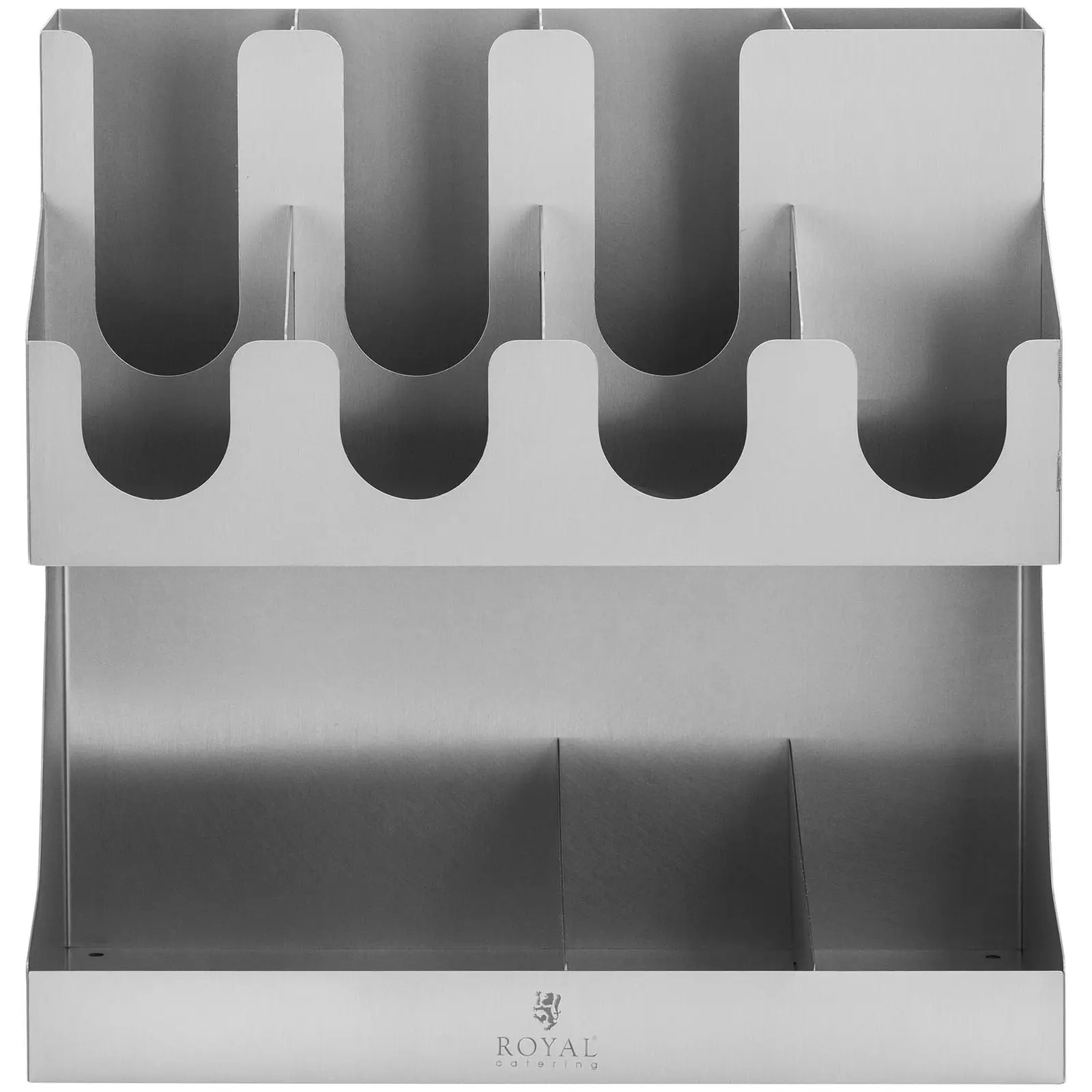 Ständer für Becher und Deckel - 11 Fächer - Edelstahl - Royal Catering (Gewicht: 5.33 kg)