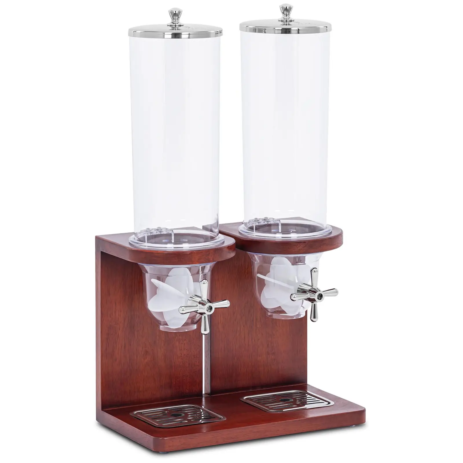 Dispenser per cereali - 2 x 3,5 L - Acciaio inox, plastica, legno di faggio - Royal Catering