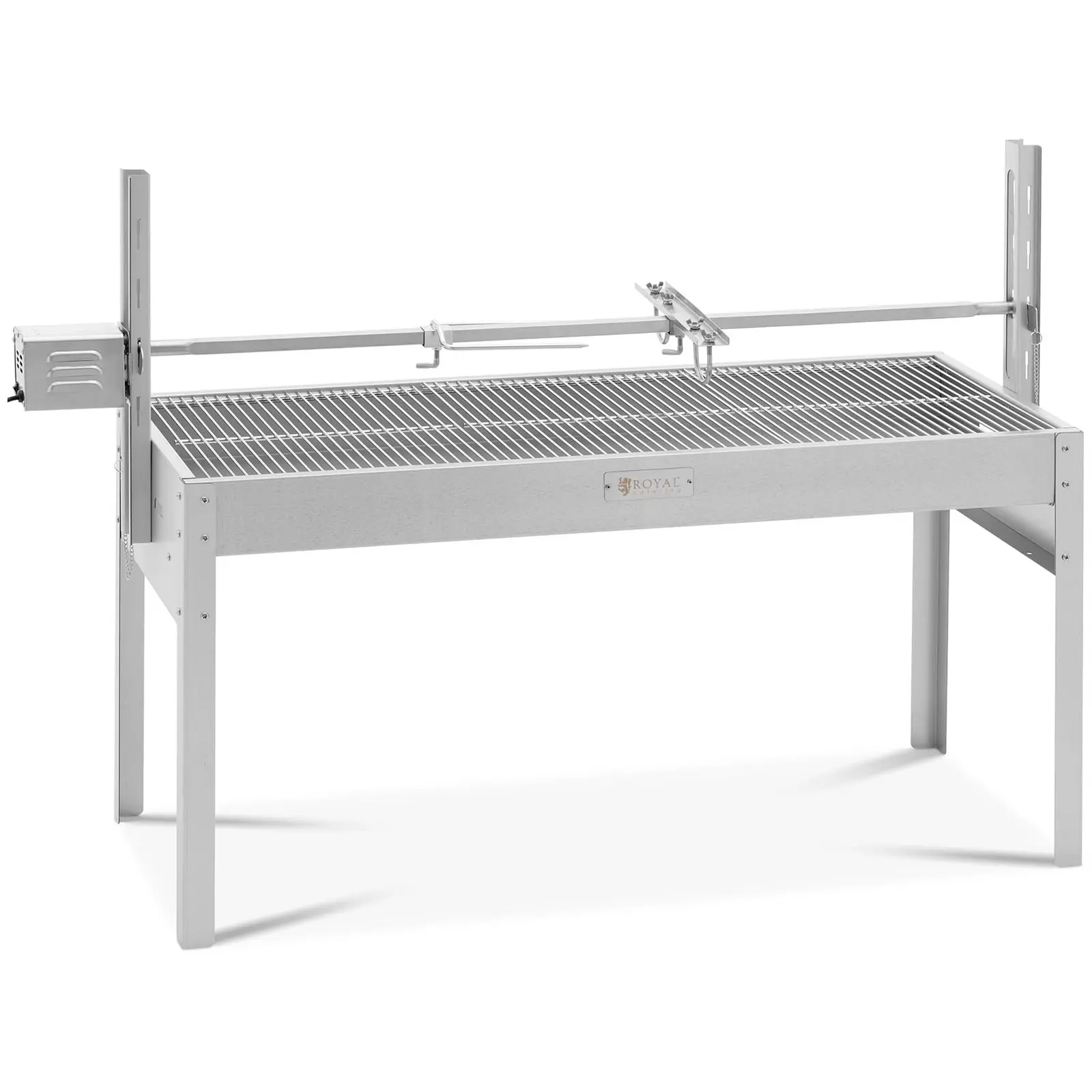 Grill węglowy z rożnem na prosiaka - z silnikiem - 40 kg - długość rożna: 127 cm - stal nierdzewna