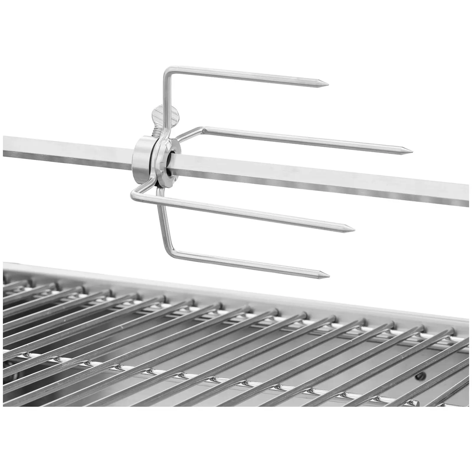Barbecue tourne broche - Motorisé - 15 kg - Longueur de la broche : 82 cm - Inox (Couleur(s): Argenté)
