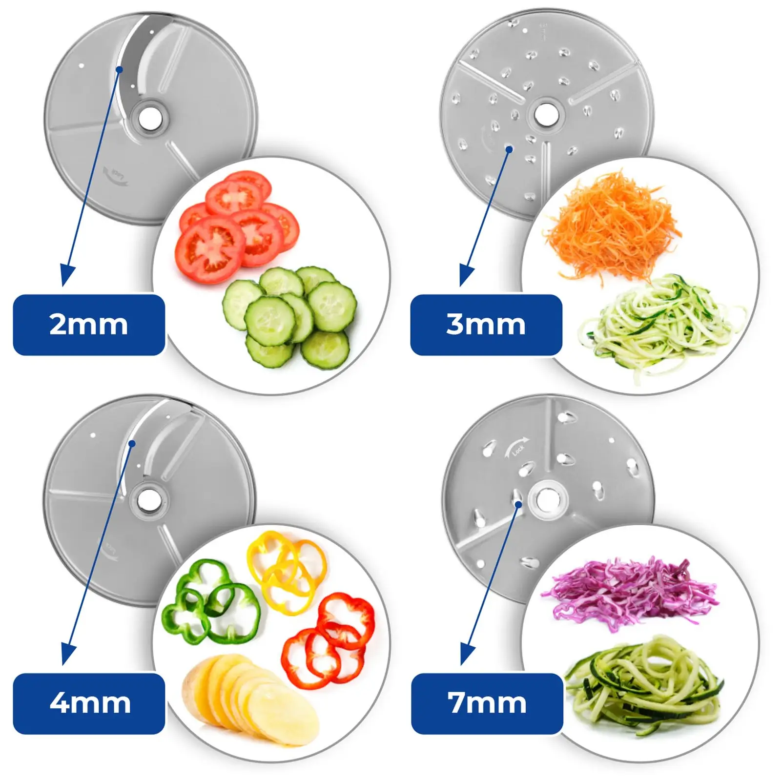 Elektrický krájač zeleniny plus stolový krájač – 3 l – 735 W – 4 kotúče nožov – Ø 174 mm – Royal Catering