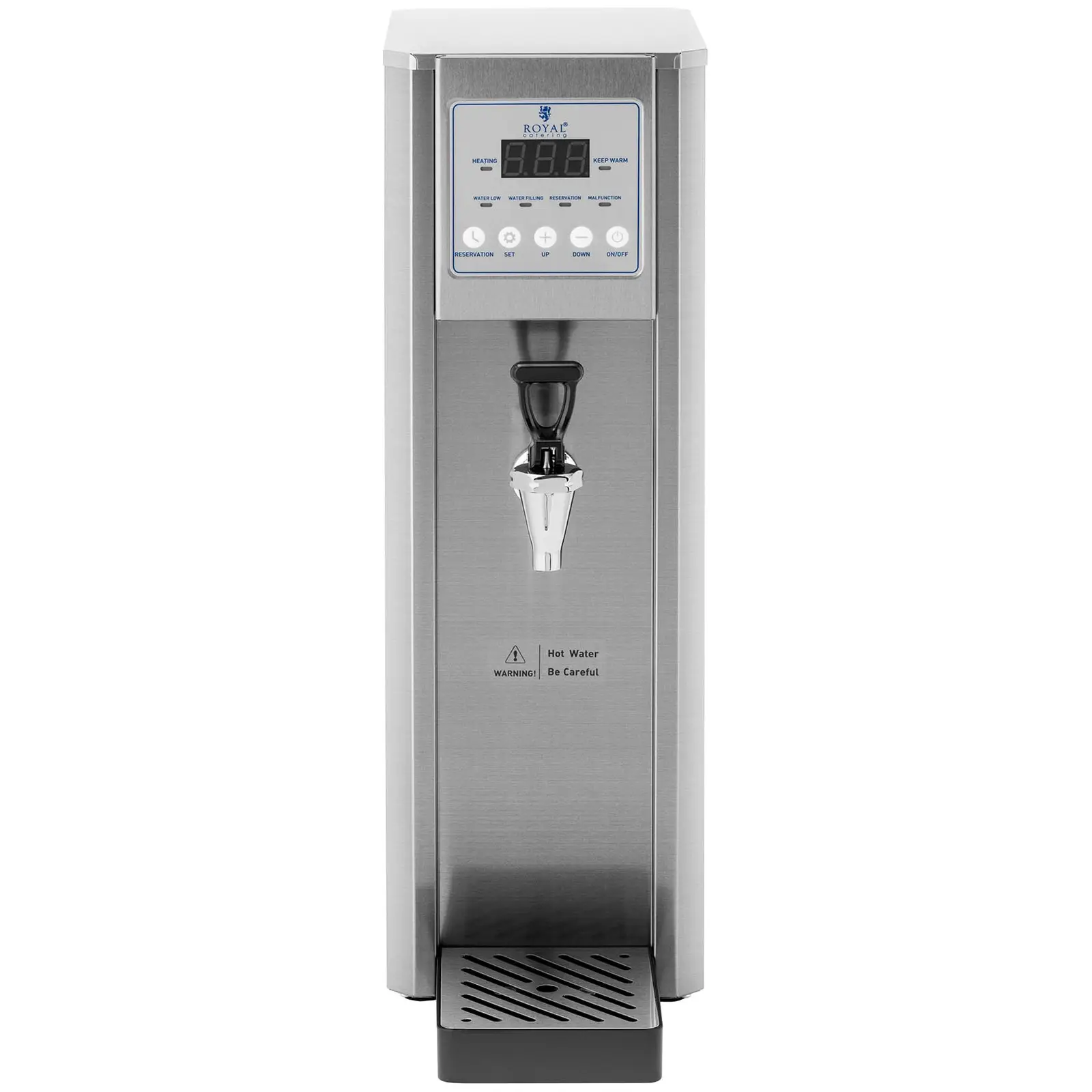 Varmtvandsdispenser - 8 l - 2100 W - vandtilslutning - Royal Catering (Materiale: rustfrit stål)