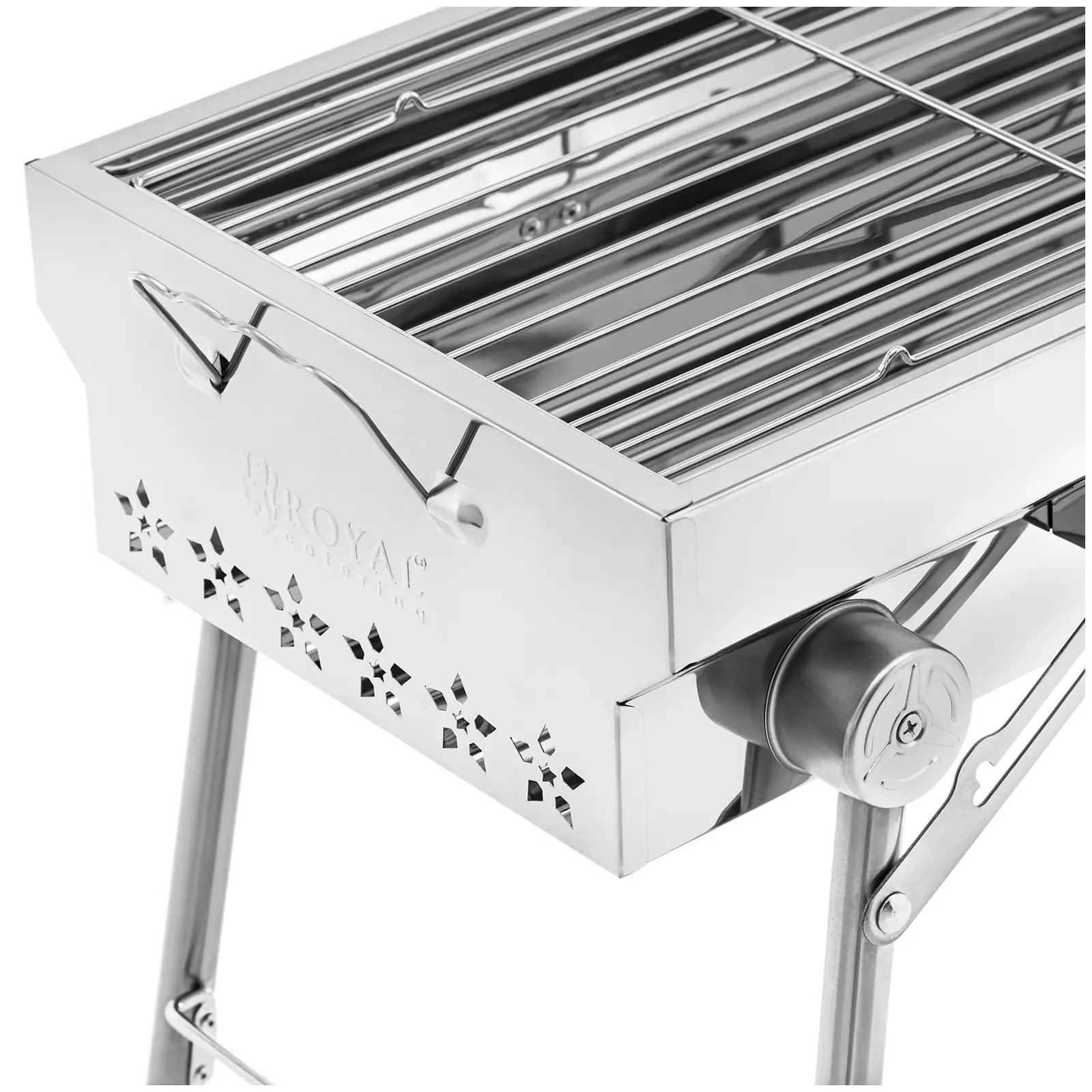 Charcoal Grill - with grate - 75 x 26 cm - stainless steel / galvanised steel - Royal Catering