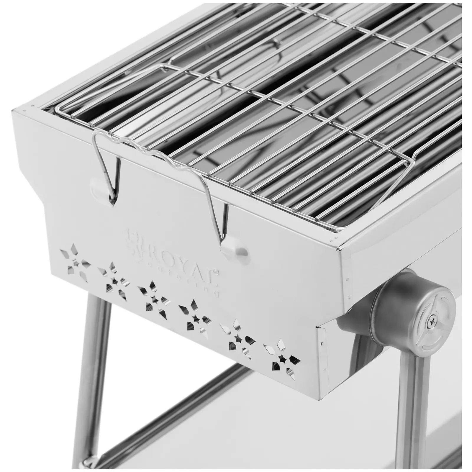 Charcoal grill - Shelf - folding grill - 75 x 25 cm - stainless steel / steel - Royal Catering