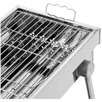 Barbecue a carbonella - Con ripiano e griglia pieghevole - 75 x 25 cm - Acciaio inox, acciaio zincato - Royal Catering