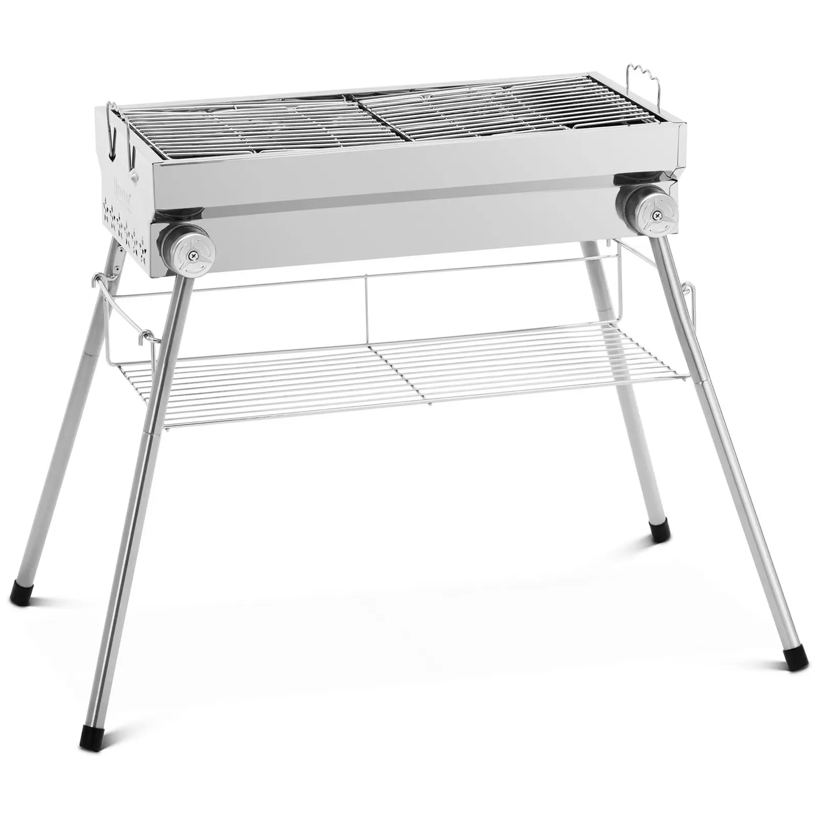 Barbecue a carbonella - Con ripiano e griglia pieghevole - 53 x 26 cm - Acciaio inox, acciaio zincato - Royal Catering