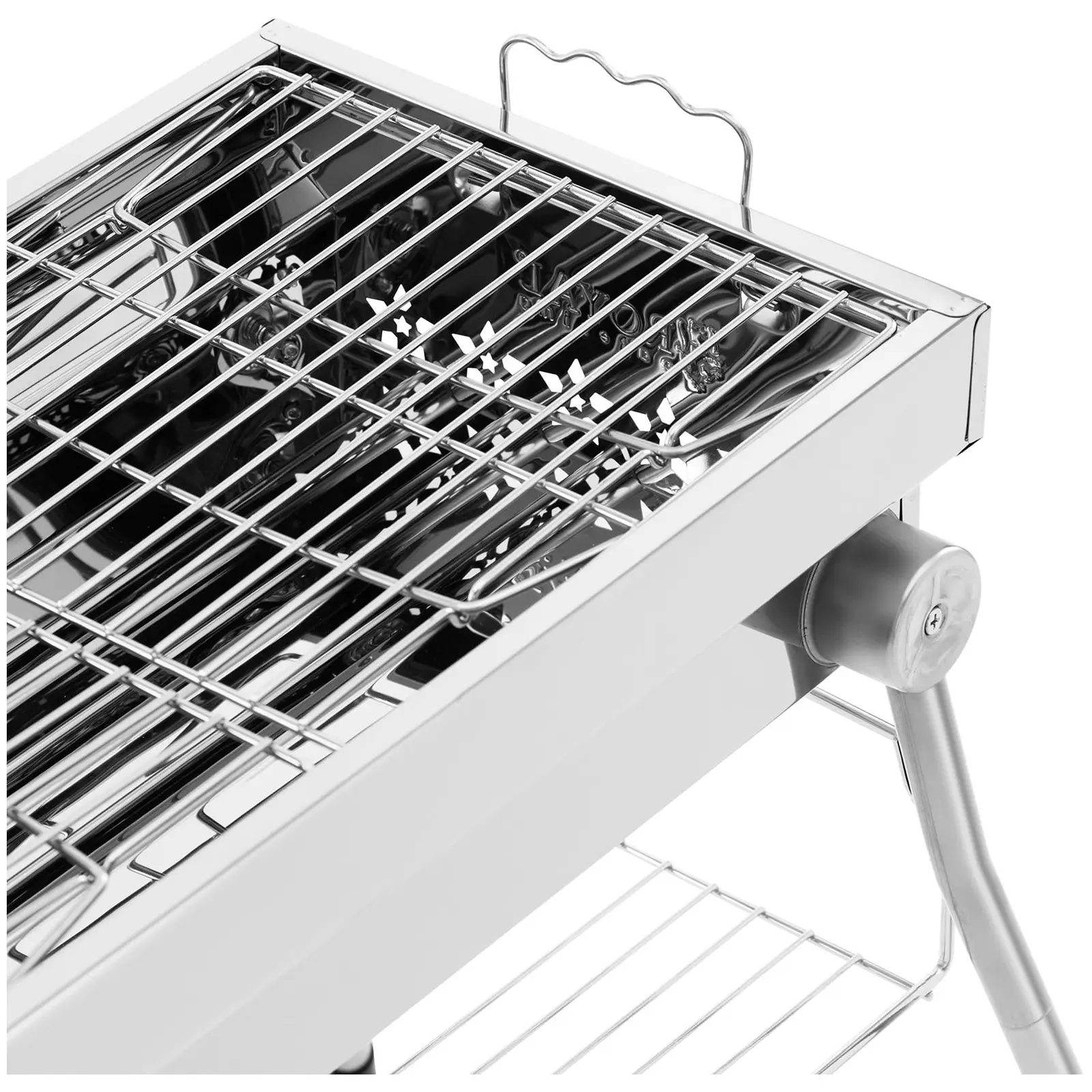 Holzkohlegrill - Ablage - klappbarer Rost - 53 x 26 cm - Edelstahl / Stahl - Royal Catering