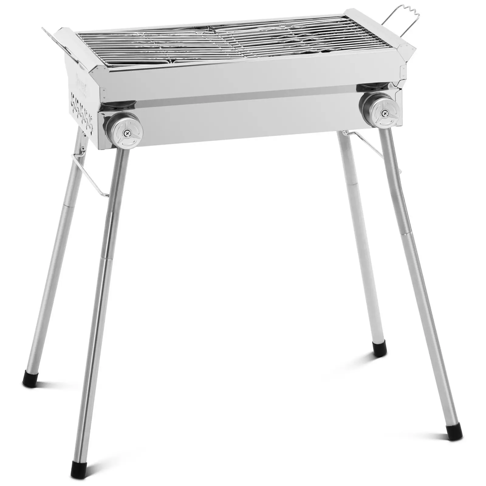 Holzkohlegrill - mit Ablage und klappbarem Rost - 43 x 25 cm - Edelstahl / verzinkter Stahl - Royal Catering