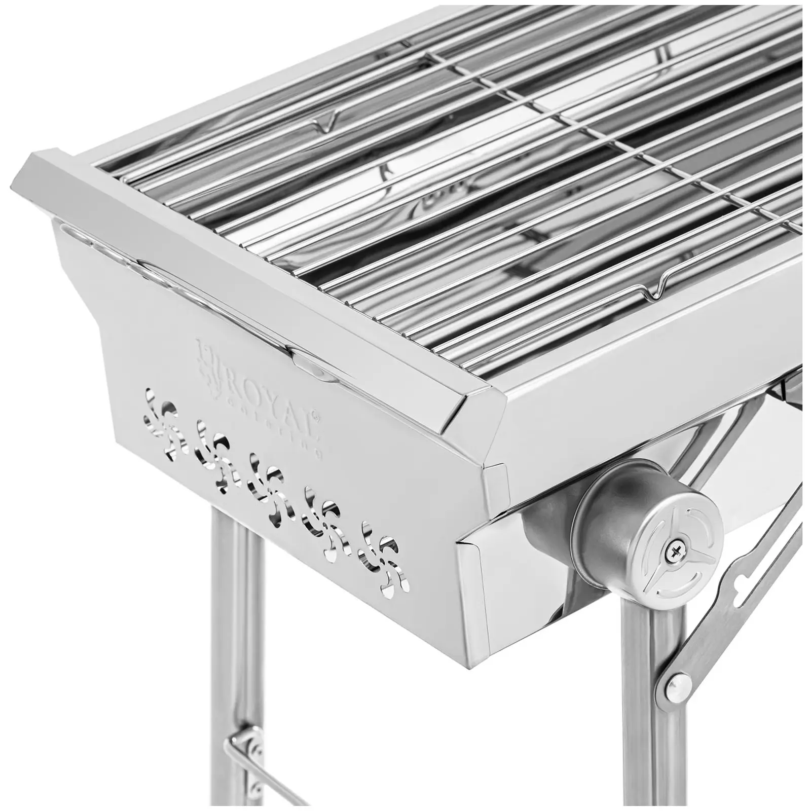 Holzkohlegrill - klappbar - mit 2 Rosten - 41 x 25 / 31 x 25 cm - Edelstahl / verzinkter Stahl - Royal Catering