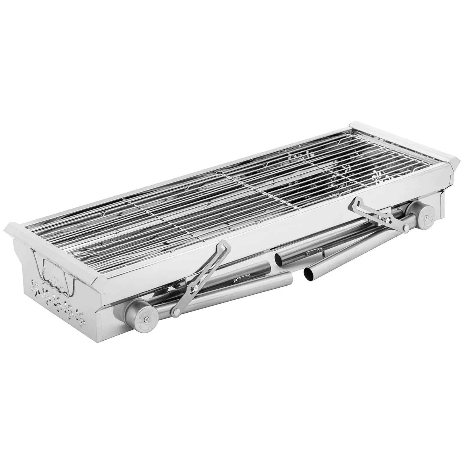 Grill węglowy - składany - z 2 rusztami - 41 x 25 / 31 x 25 cm - stal nierdzewna / stal ocynkowana - Royal Catering