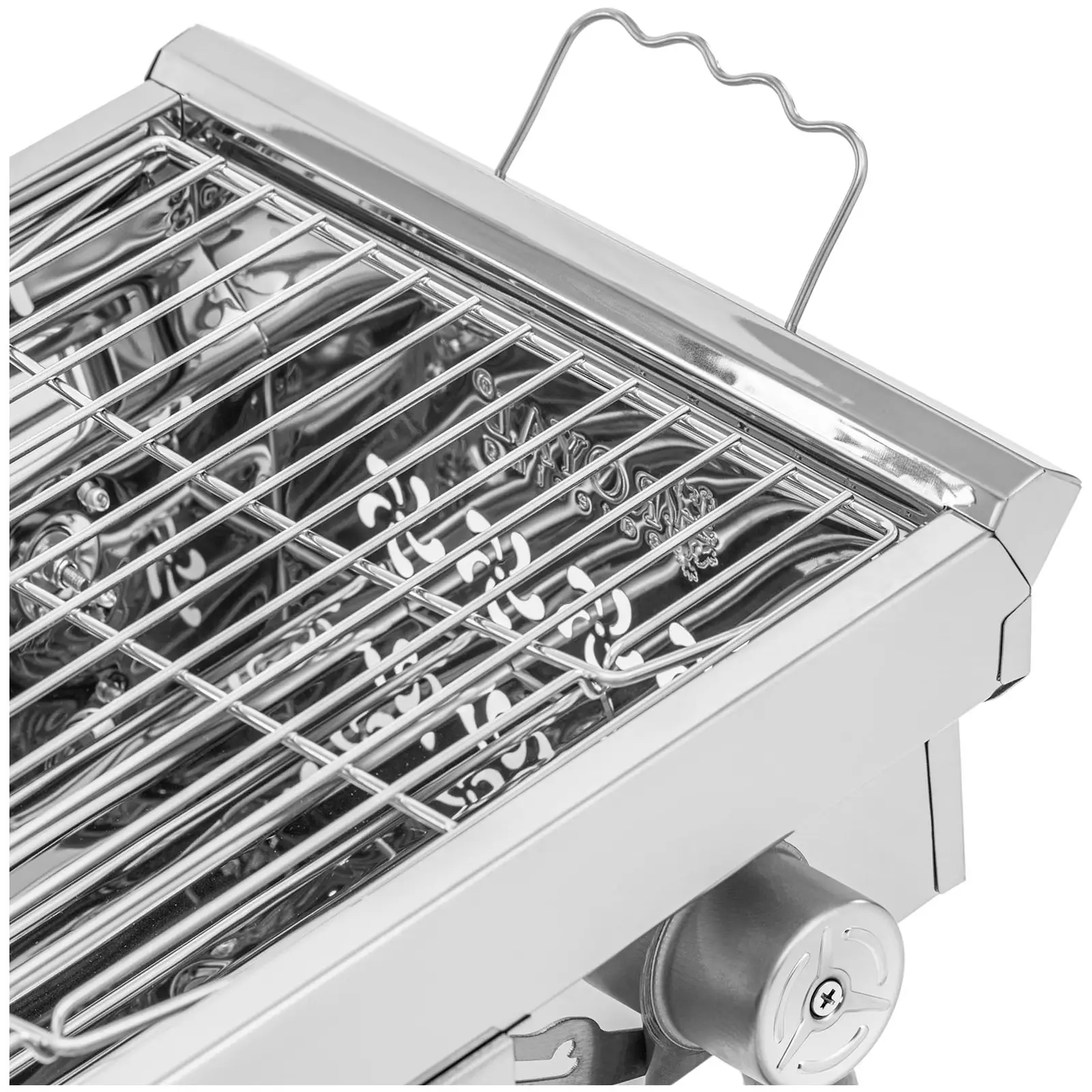 Barbecue au charbon de bois avec grille rabattable - 43 x 25 cm - Inox, acier galvanisé - Royal Catering