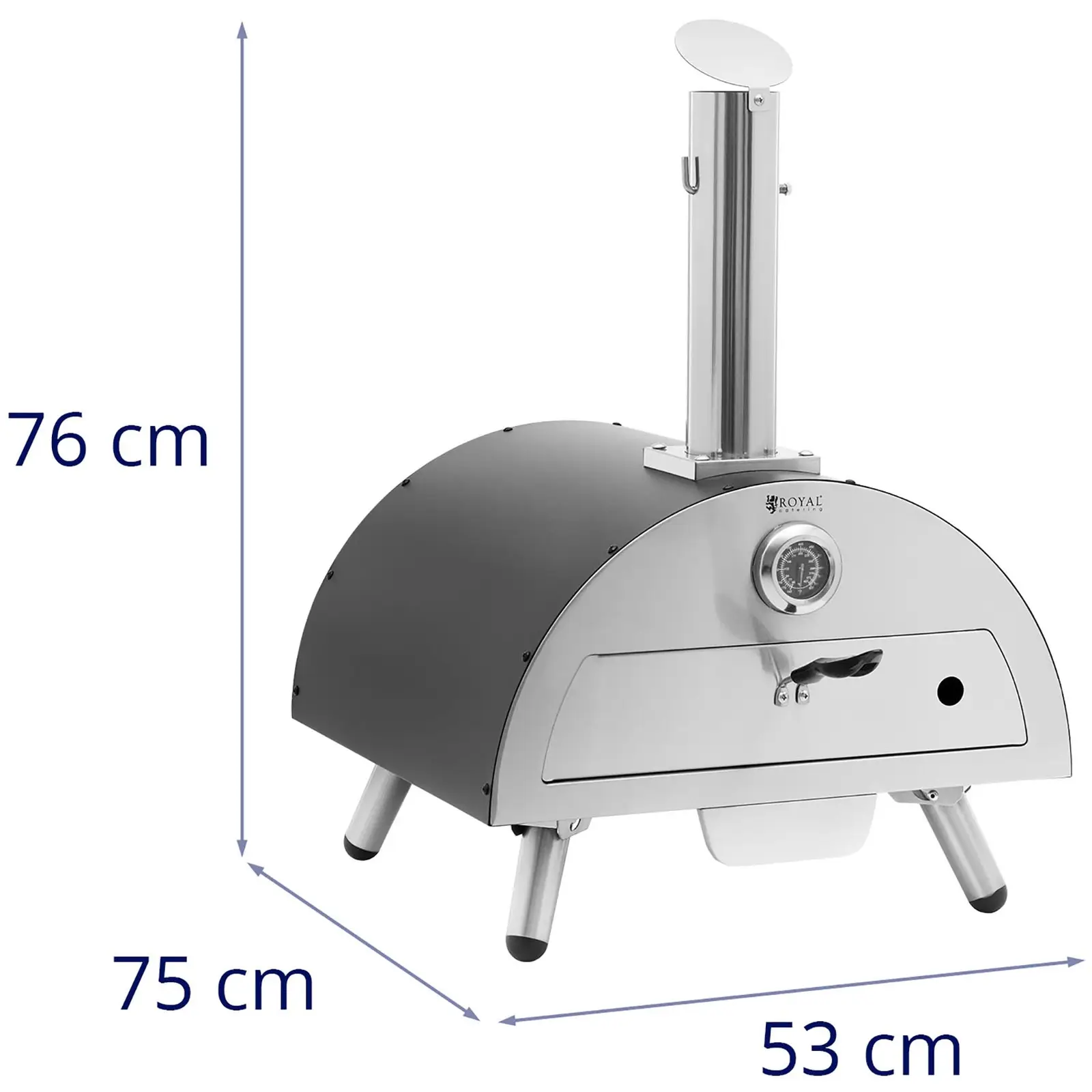 Fatüzelésű pizzasütő kemence - kordierit - 190 °C - Ø 33 cm - Royal Catering
