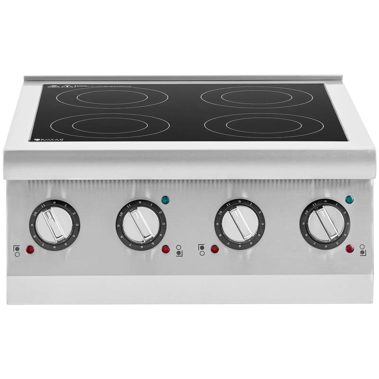 Indukční deska - 4 plotýnky - Ø 12–26 cm - přenosná - Royal Catering (Barva: Stříbrná)