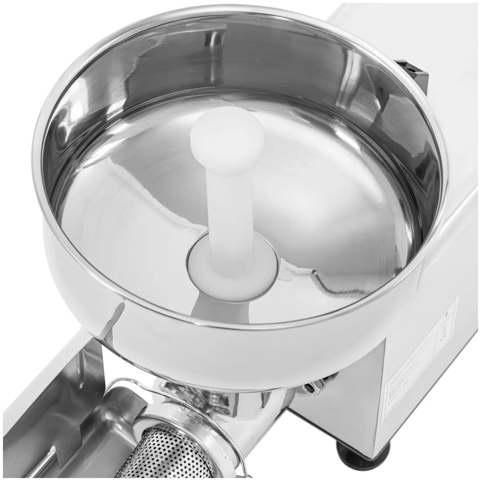 Elektrický lis na rajčata - 450 W - 80 ot/min - nerezová ocel - kryt s rukojetí - Royal Catering (Gumové nožičky: Ano)