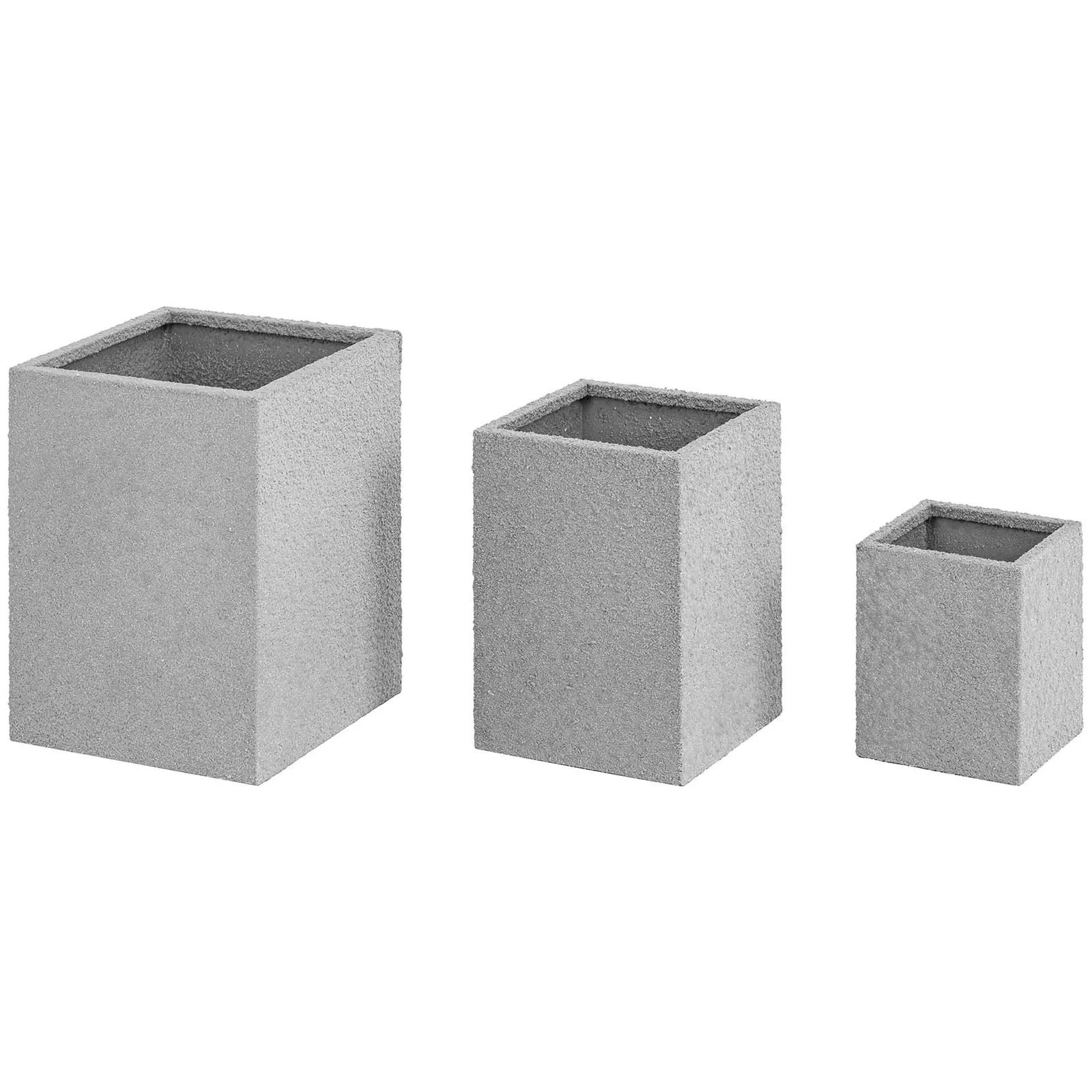 Pots de fleurs - lot de 3 - inox - imitation pierre de grès - Royal Catering