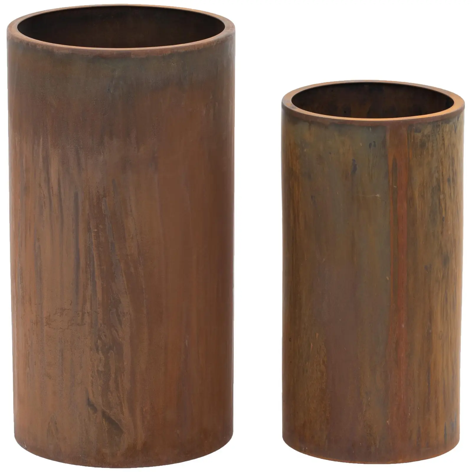 Pots de fleurs - lot de 2 - acier corten - rond - rouge