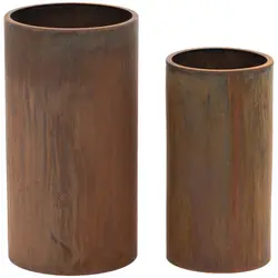 Planter Pot - Set of 2 - Corten steel - round - rust red - Royal Catering