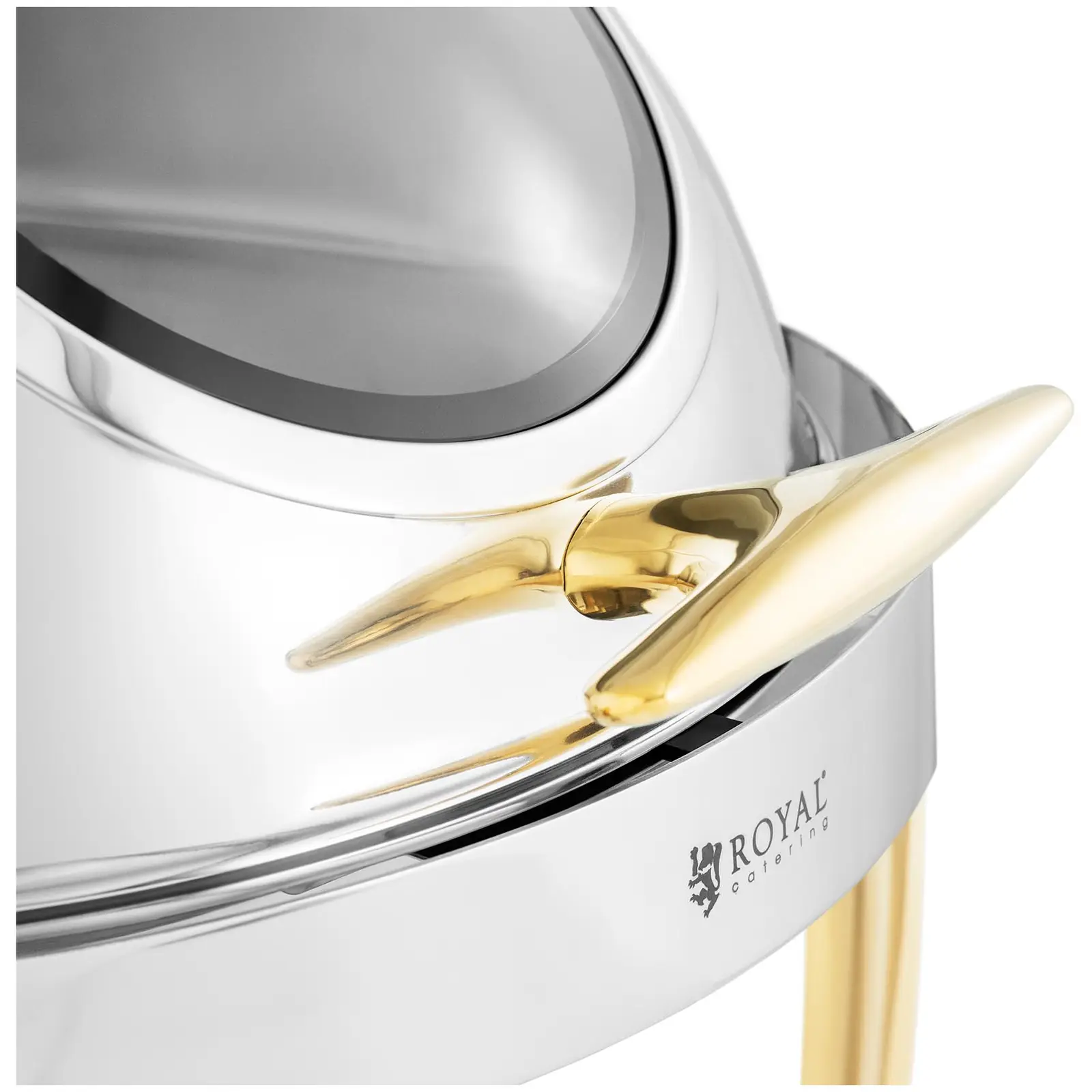 Chafing Dish - rund - Goldakzente - Rolltop-Haube - 6 L - Royal Catering (Kapazität: 6 l)