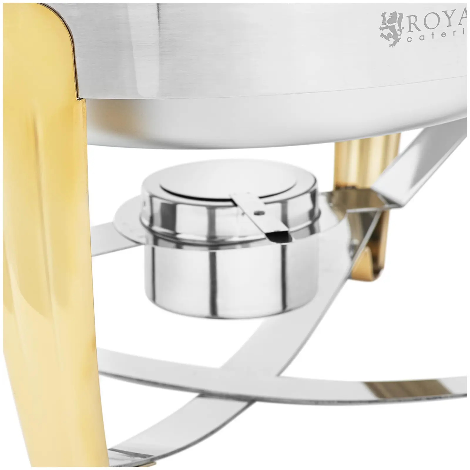 Chafing Dish - rund - Goldakzente - Rolltop-Haube - 6 L - Royal Catering (Wasserbehälter: Ja)