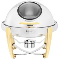Chafing Dish - rond - gouden accenten - roll-top motorkap - 6 L - Royal Catering