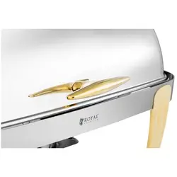 Chafing Dish - GN 1/1 - Gouden accenten - roll top motorkap - 9 L - 2 Brandstofcellen - Royal Catering