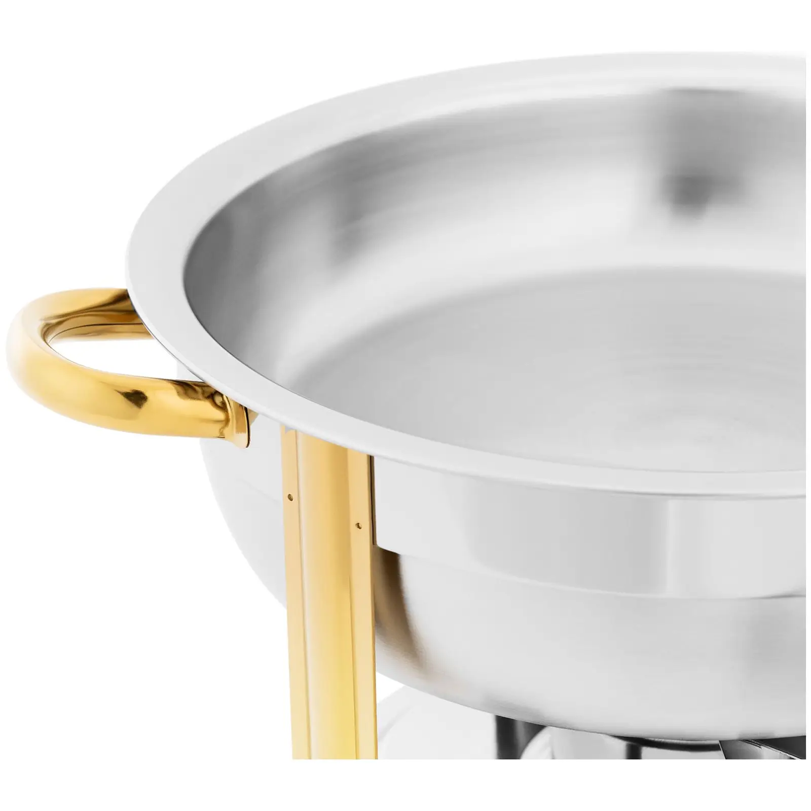 Chafing Dish - redondo - detalles dorados - 4,5 L - 1 contenedores de combustible - pies plegables - Royal Catering
