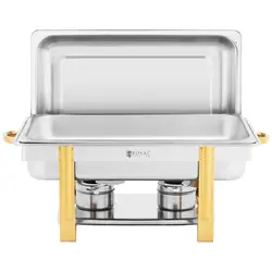 Chafing Dish - GN 1/1 - Accenti dorati - 9 L - 2 celle a combustibile - Royal Catering