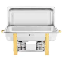 Chafing Dish - GN 1/1 - Accenti dorati - 9 L - 2 celle a combustibile - Royal Catering