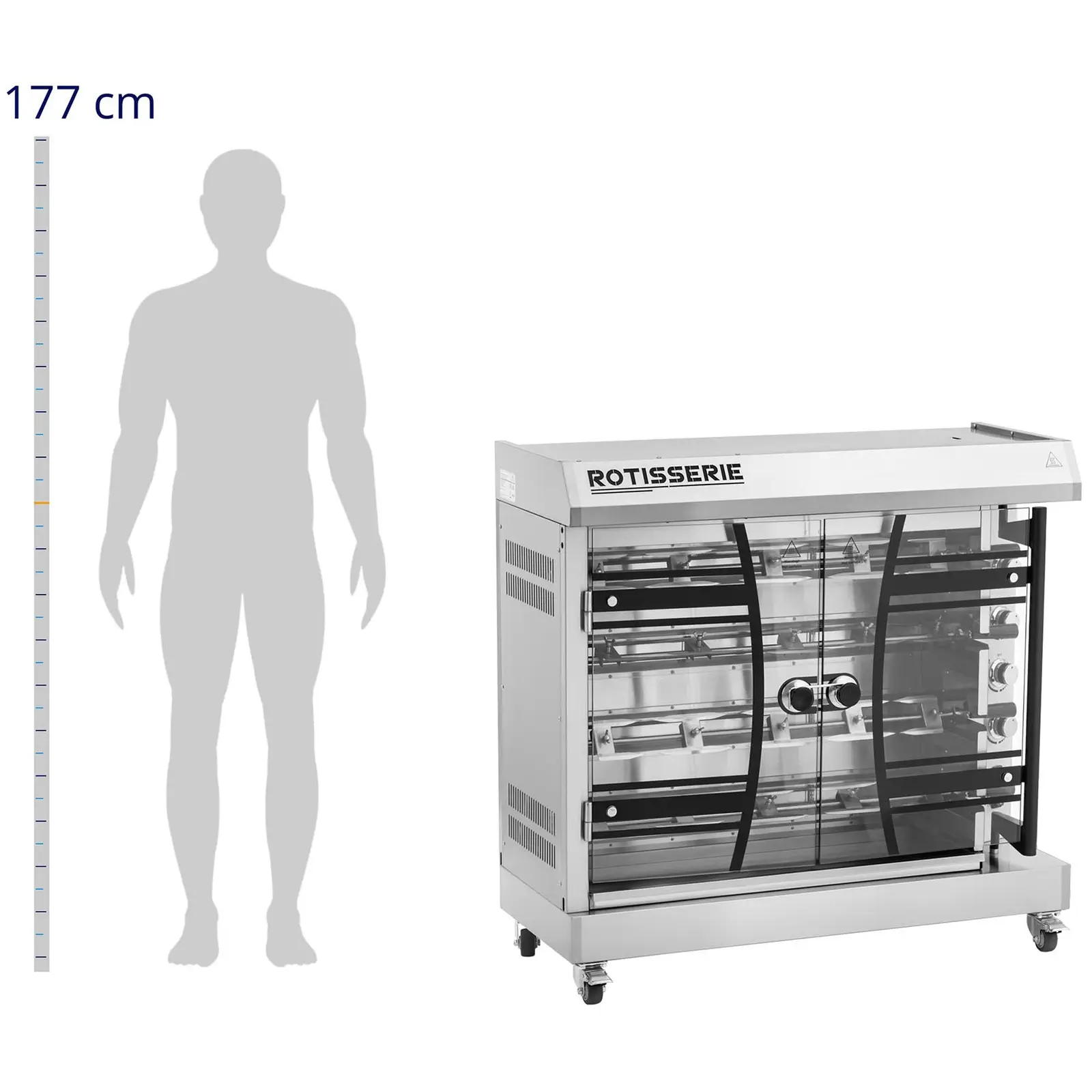 Rożen elektryczny do kurczaka - 4 szpikulce - oświetlenie i kółka - Royal Catering