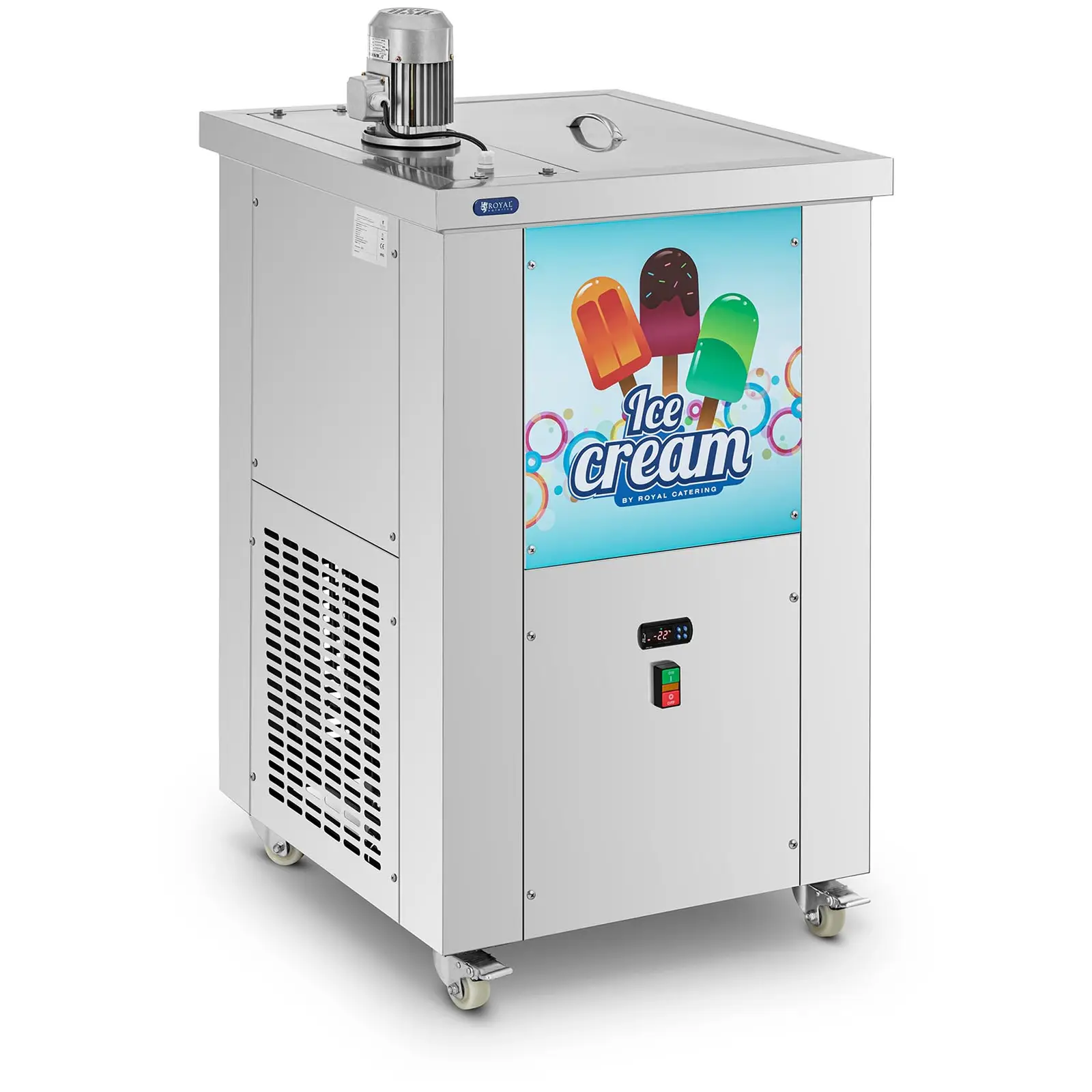 Eismaschine - für Eis am Stiel - 2 Formen: 75 + 110 ml - 80 Stück (15 min) / 6000 Stück (Tag) - Royal Catering - 0