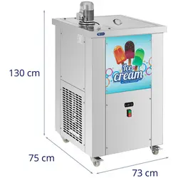 Eismaschine - für Eis am Stiel - 2 Formen: 75 + 110 ml - 80 Stück (15 min) / 6000 Stück (Tag) - Royal Catering