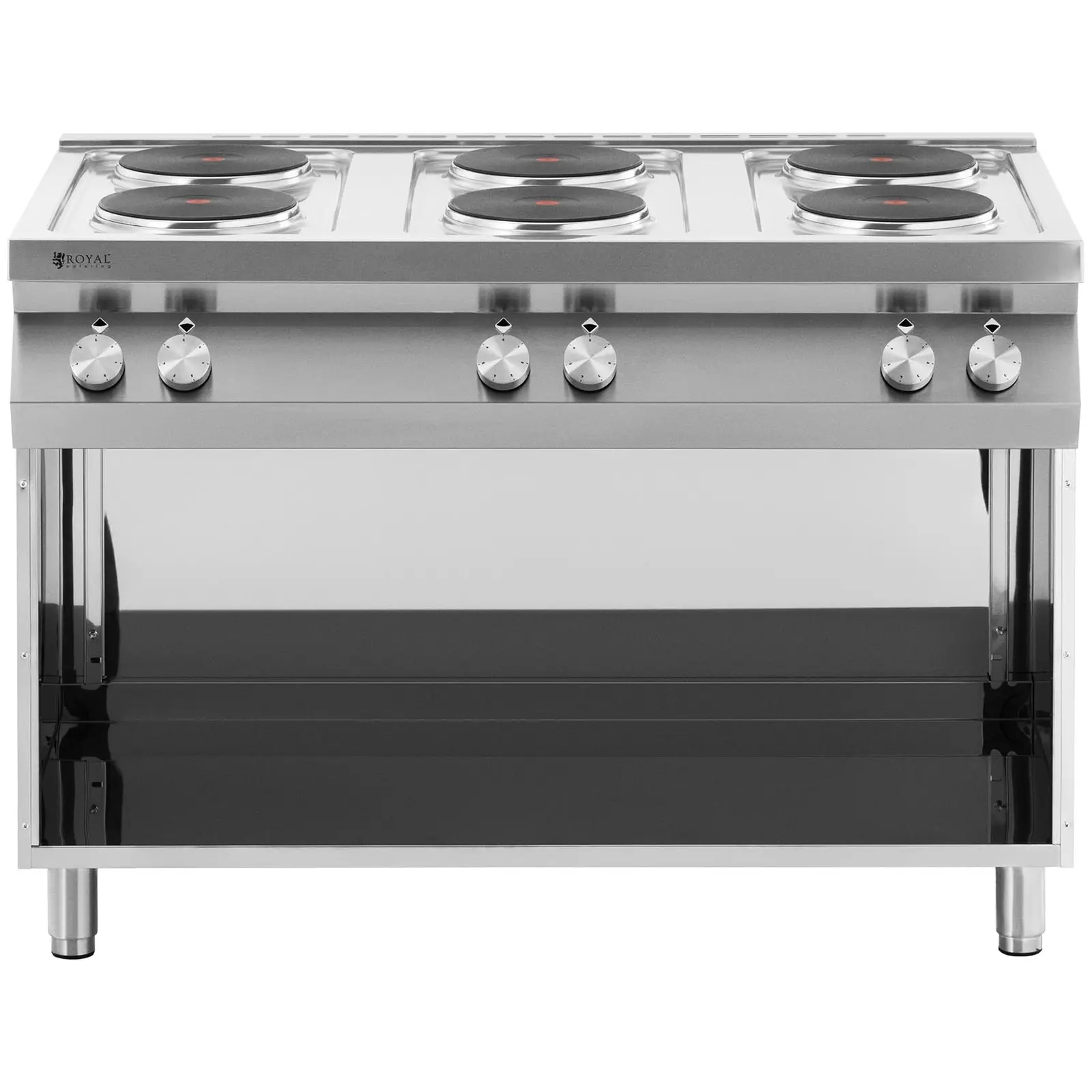 Cucina elettrica professionale - 15600 W - Piano - cottura con 6 fornelli - Armadietto - Royal Catering