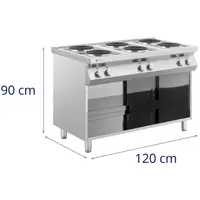 Electric Cooker - 15600 W - 6 plates - base cabinet - Royal Catering
